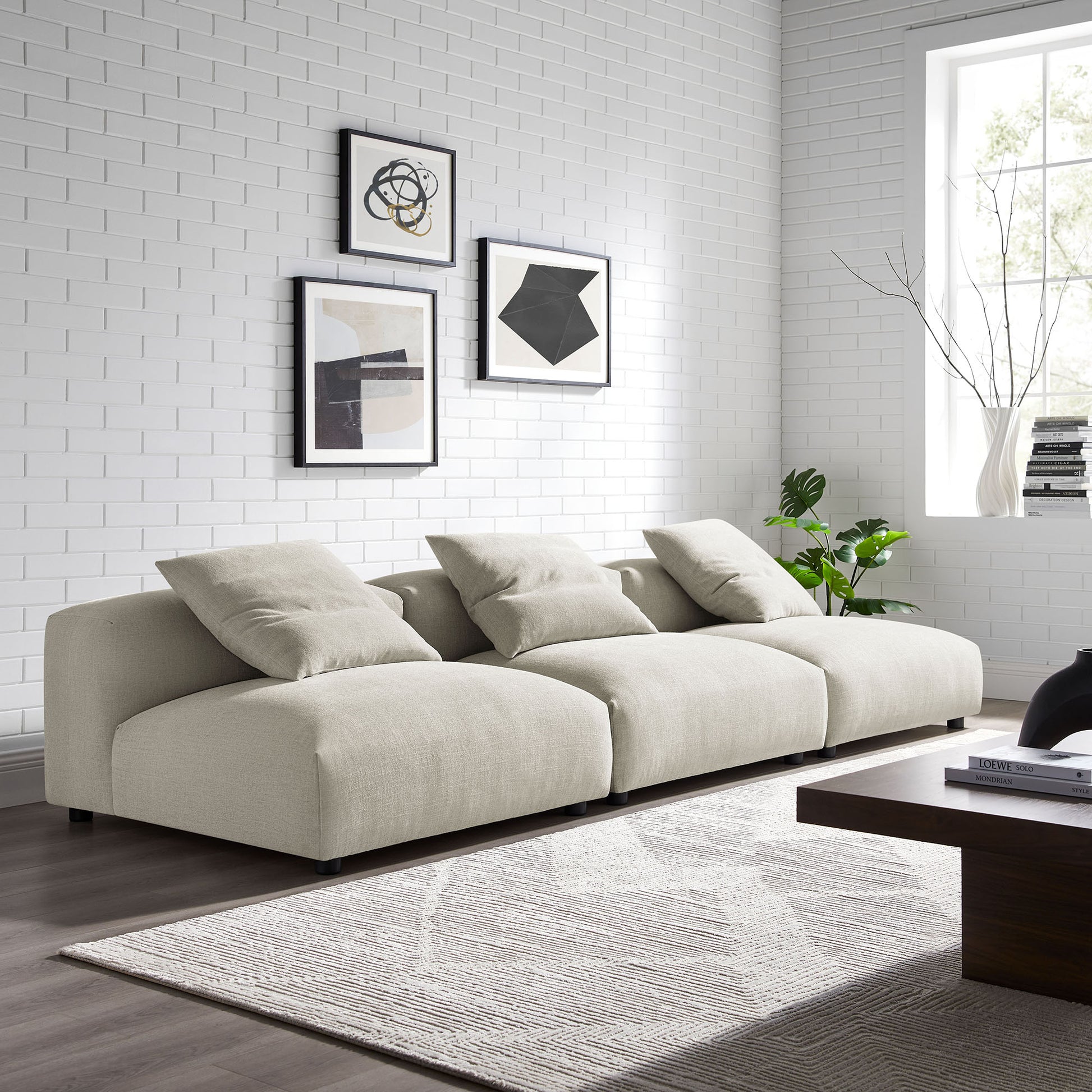 Solace 3-Piece Modular Upholstered Fabric Sofa by Modway - Best Buy Furniture