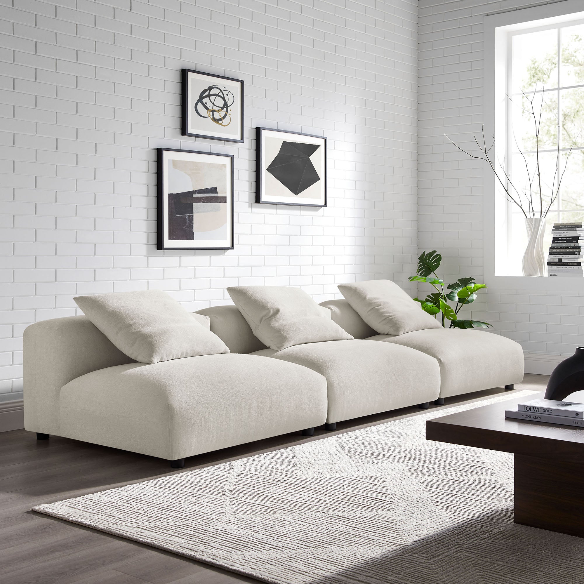 Solace 3-Piece Modular Upholstered Fabric Sofa by Modway - Best Buy Furniture