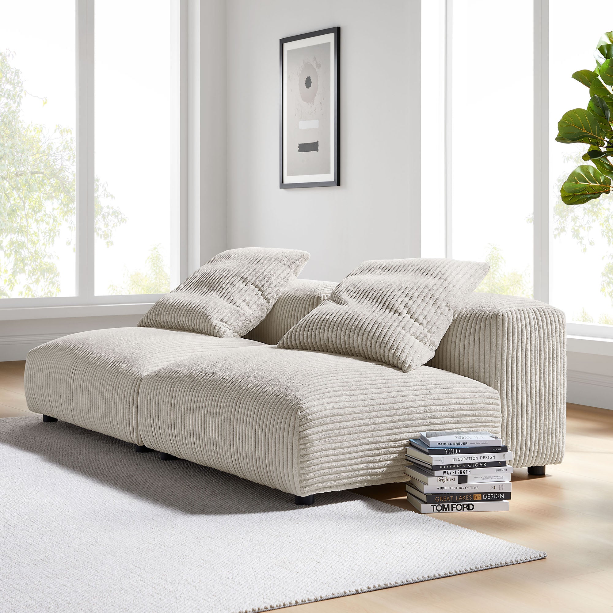Solace 2-Piece Modular Corduroy Upholstered Sofa by Modway - Best Buy Furniture