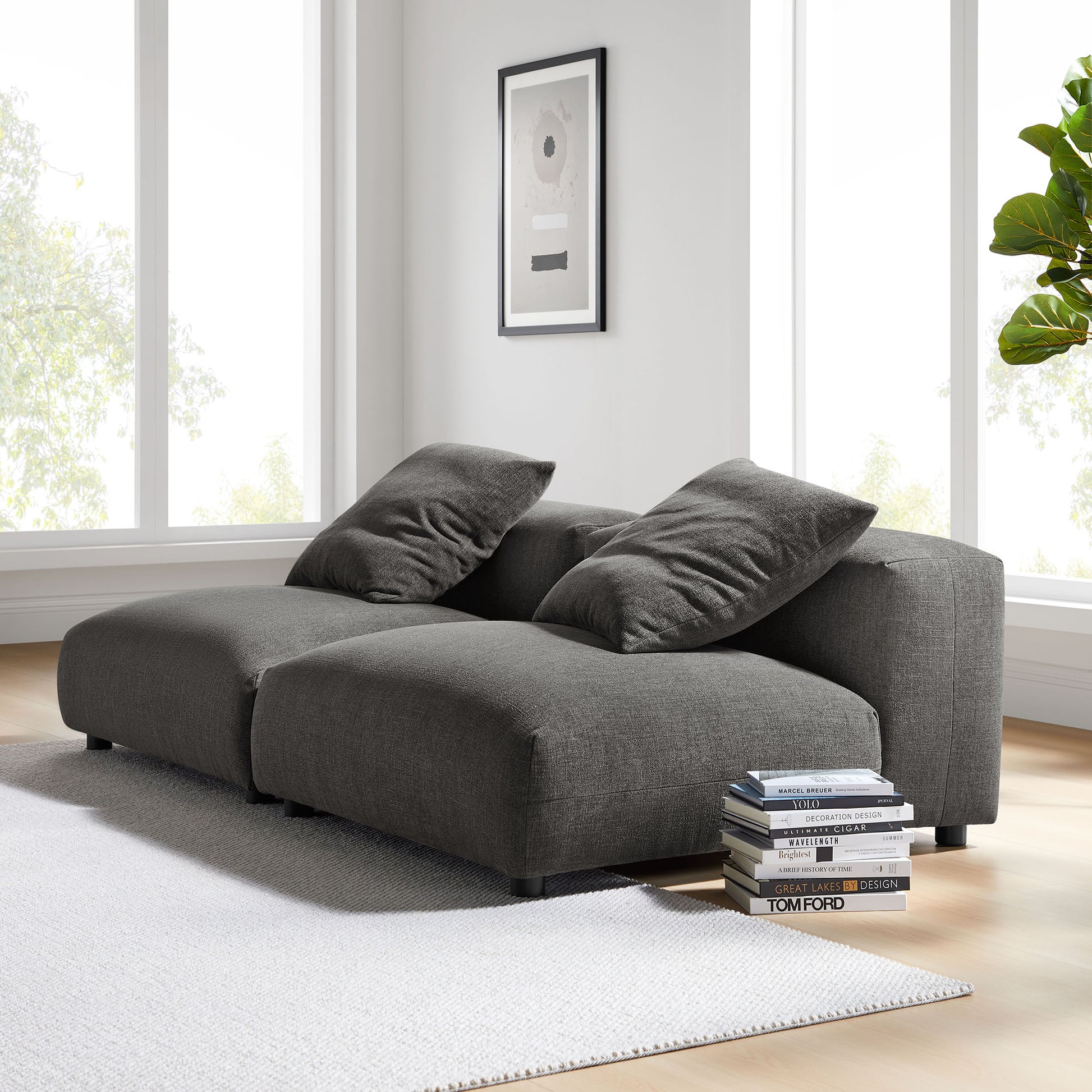 Solace 2-Piece Modular Upholstered Fabric Sofa by Modway - Best Buy Furniture
