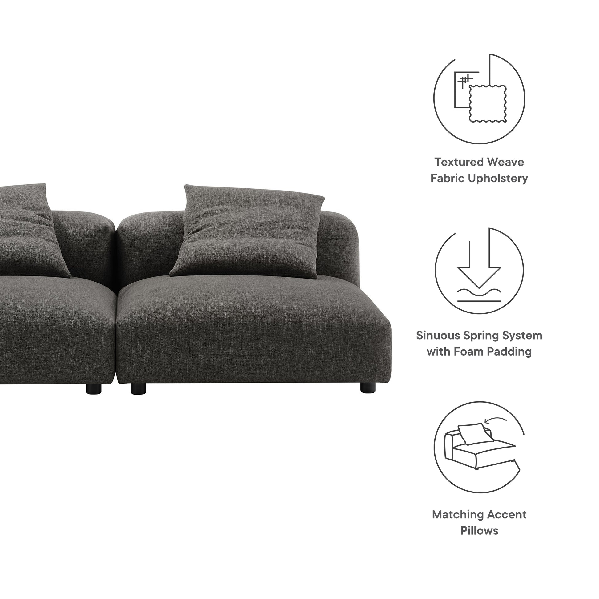 Solace 2-Piece Modular Upholstered Fabric Sofa by Modway - Best Buy Furniture