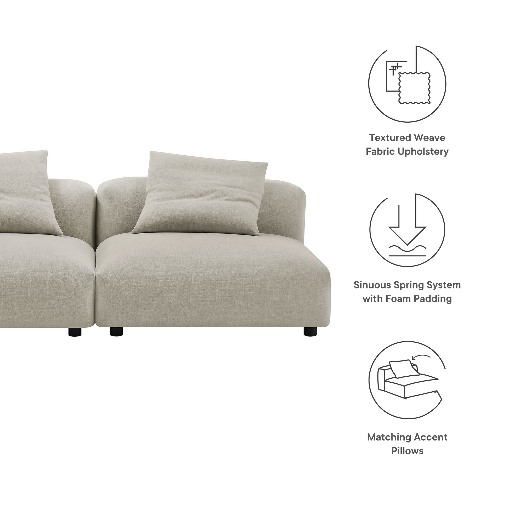 Solace 2-Piece Modular Upholstered Fabric Sofa by Modway - Best Buy Furniture