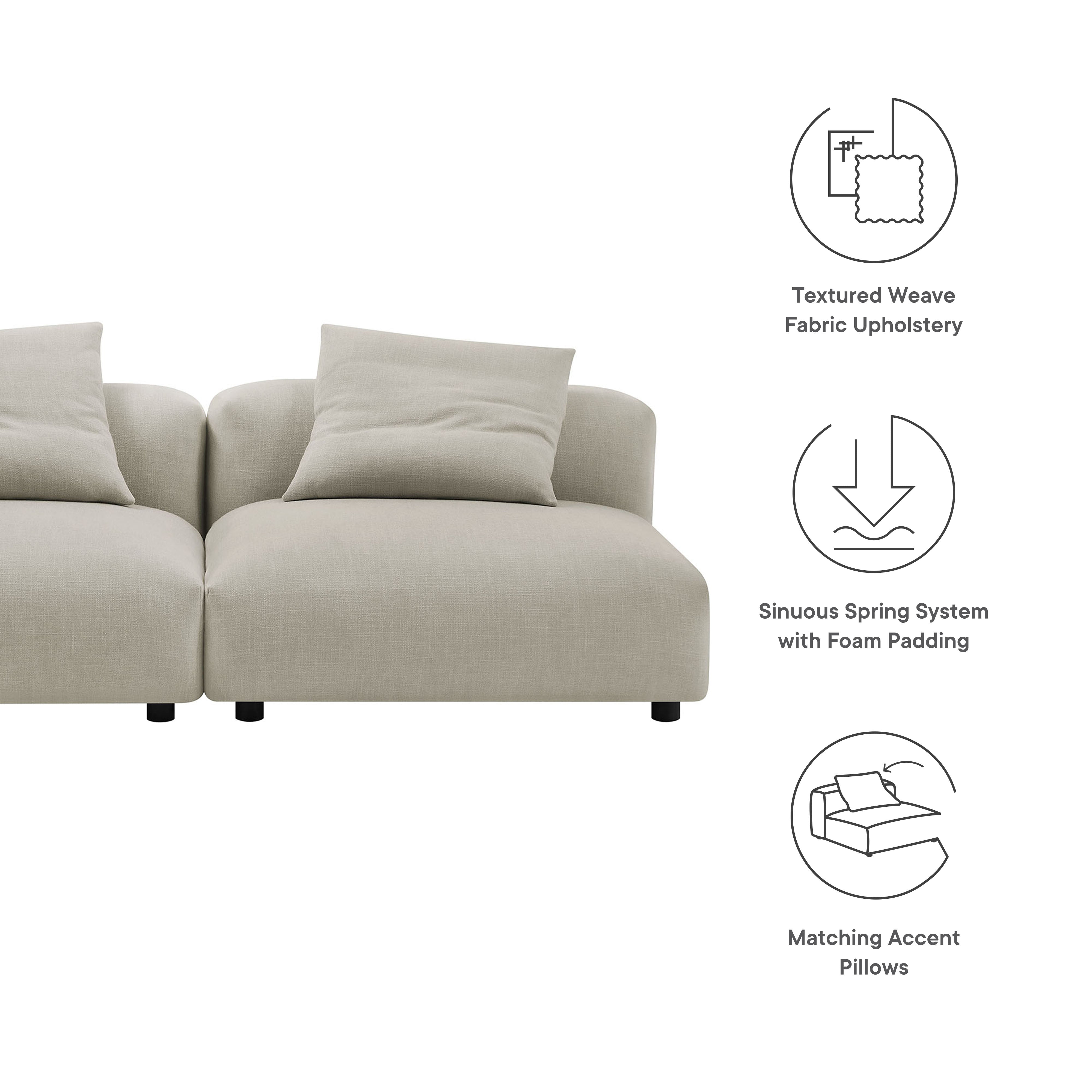 Solace 2-Piece Modular Upholstered Fabric Sofa by Modway - Best Buy Furniture