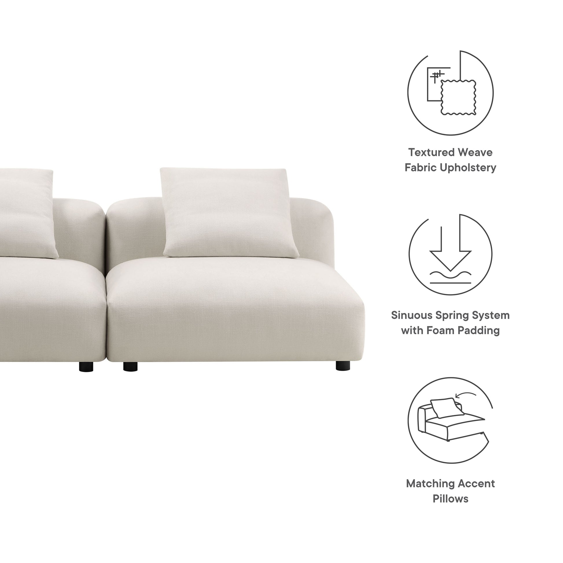 Solace 2-Piece Modular Upholstered Fabric Sofa by Modway - Best Buy Furniture