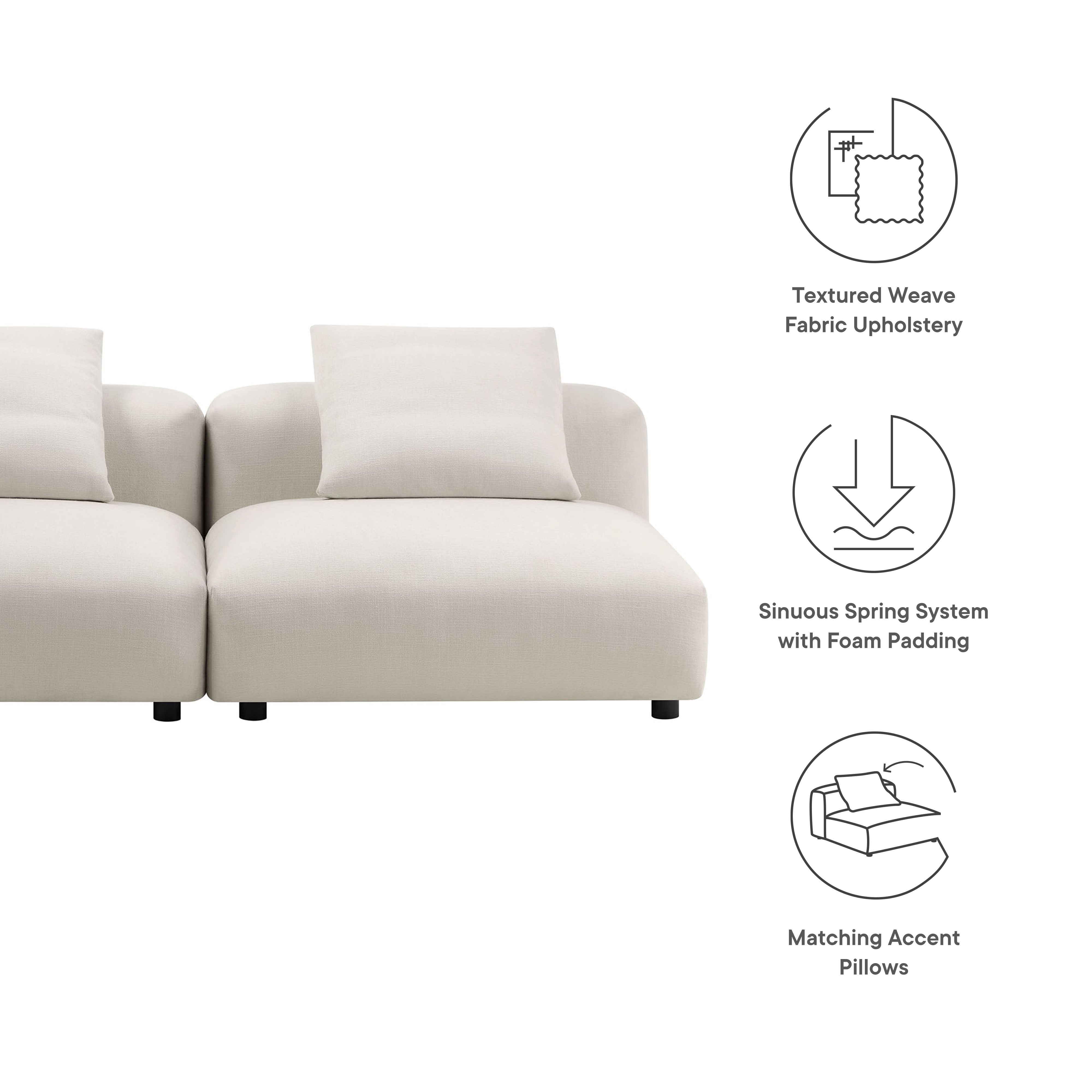 Solace 2-Piece Modular Upholstered Fabric Sofa by Modway - Best Buy Furniture