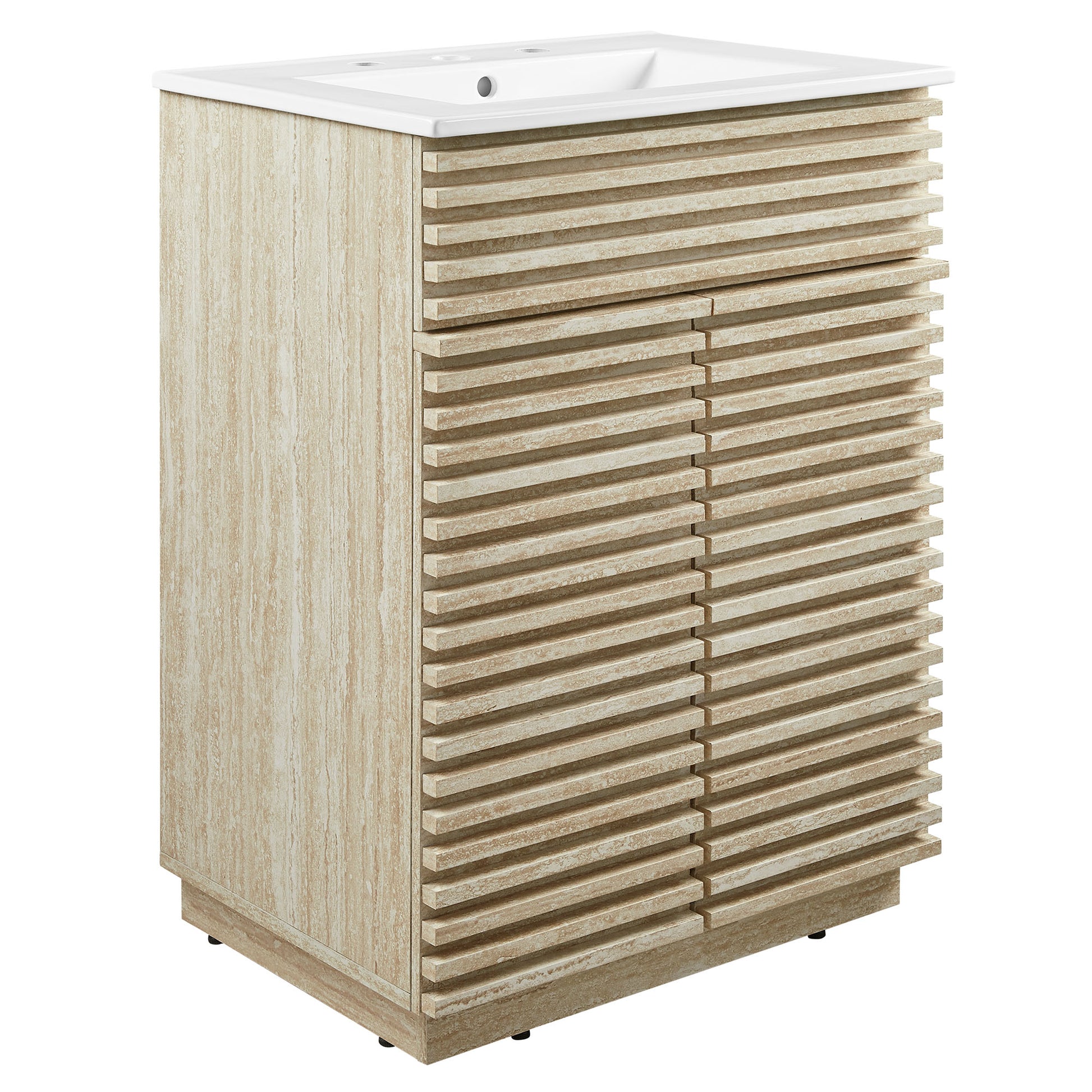 Render 24" Faux Travertine Bathroom Vanity With Sink by Modway - Best Buy Furniture