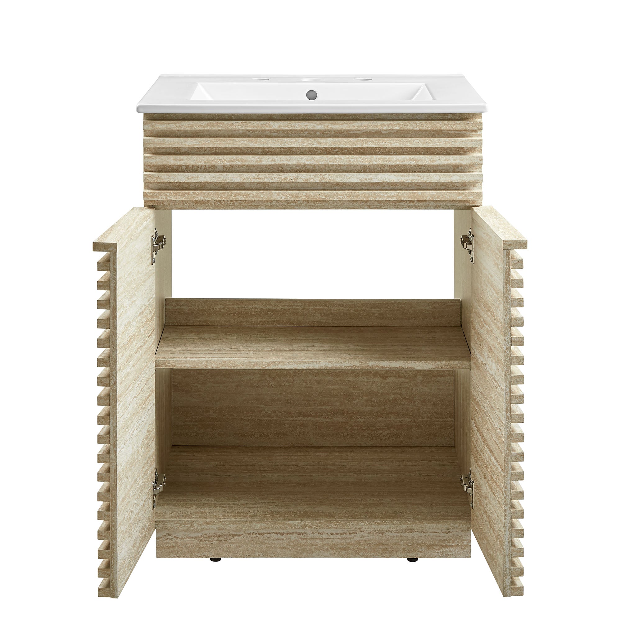 Render 24" Faux Travertine Bathroom Vanity With Sink by Modway - Best Buy Furniture