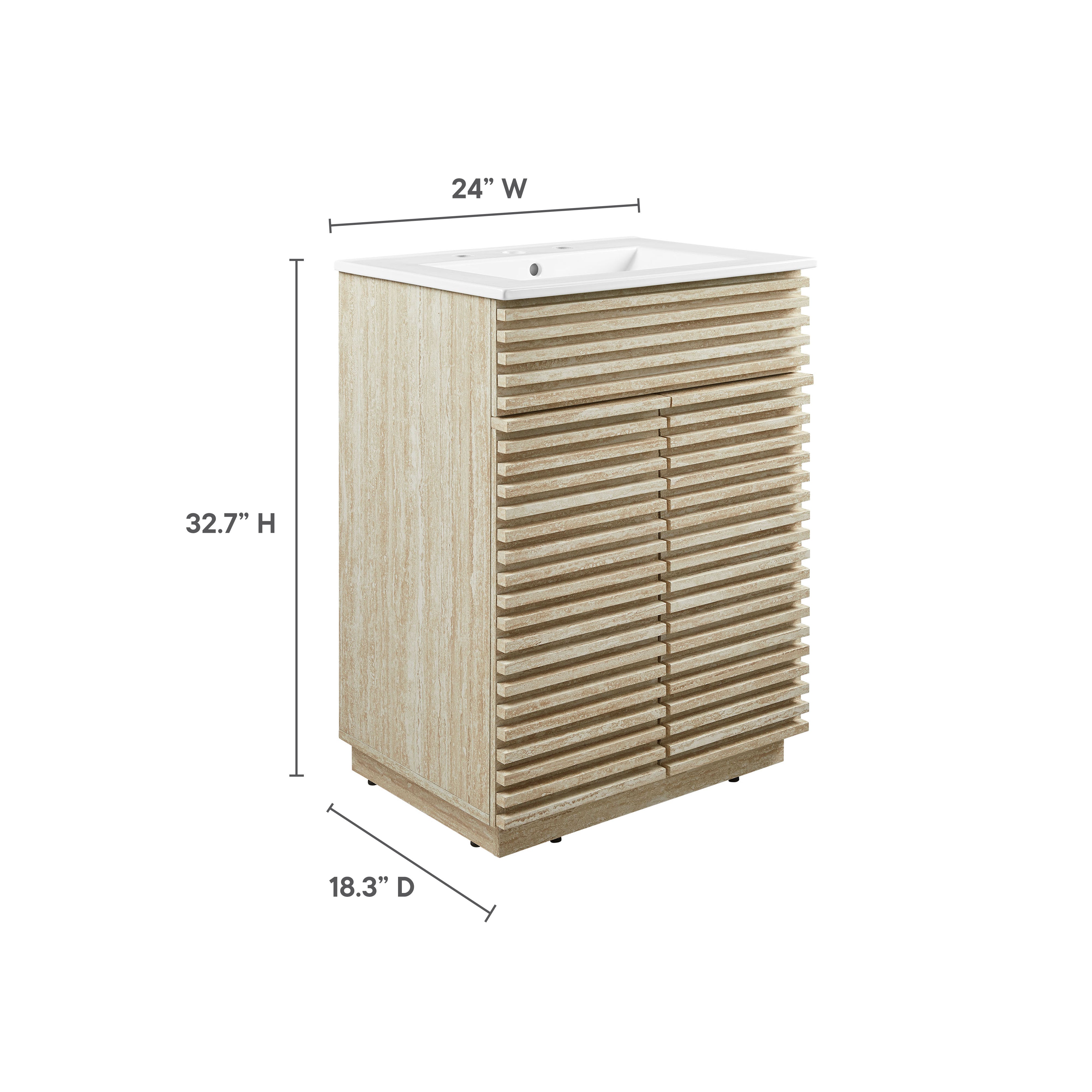 Render 24" Faux Travertine Bathroom Vanity With Sink by Modway - Best Buy Furniture