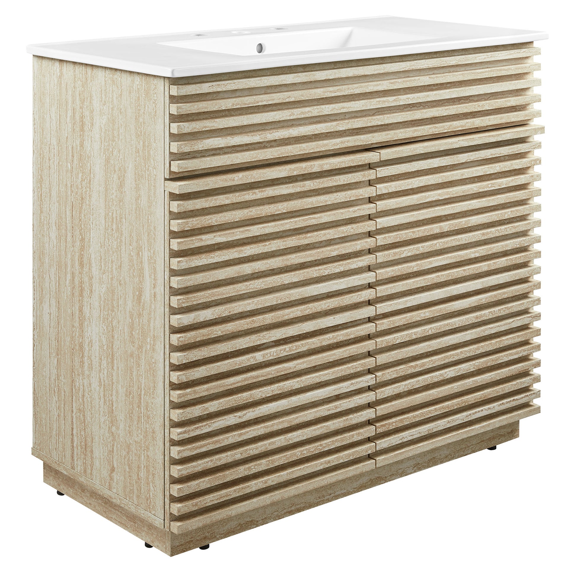 Render 36" Faux Travertine Bathroom Vanity With Sink by Modway - Best Buy Furniture