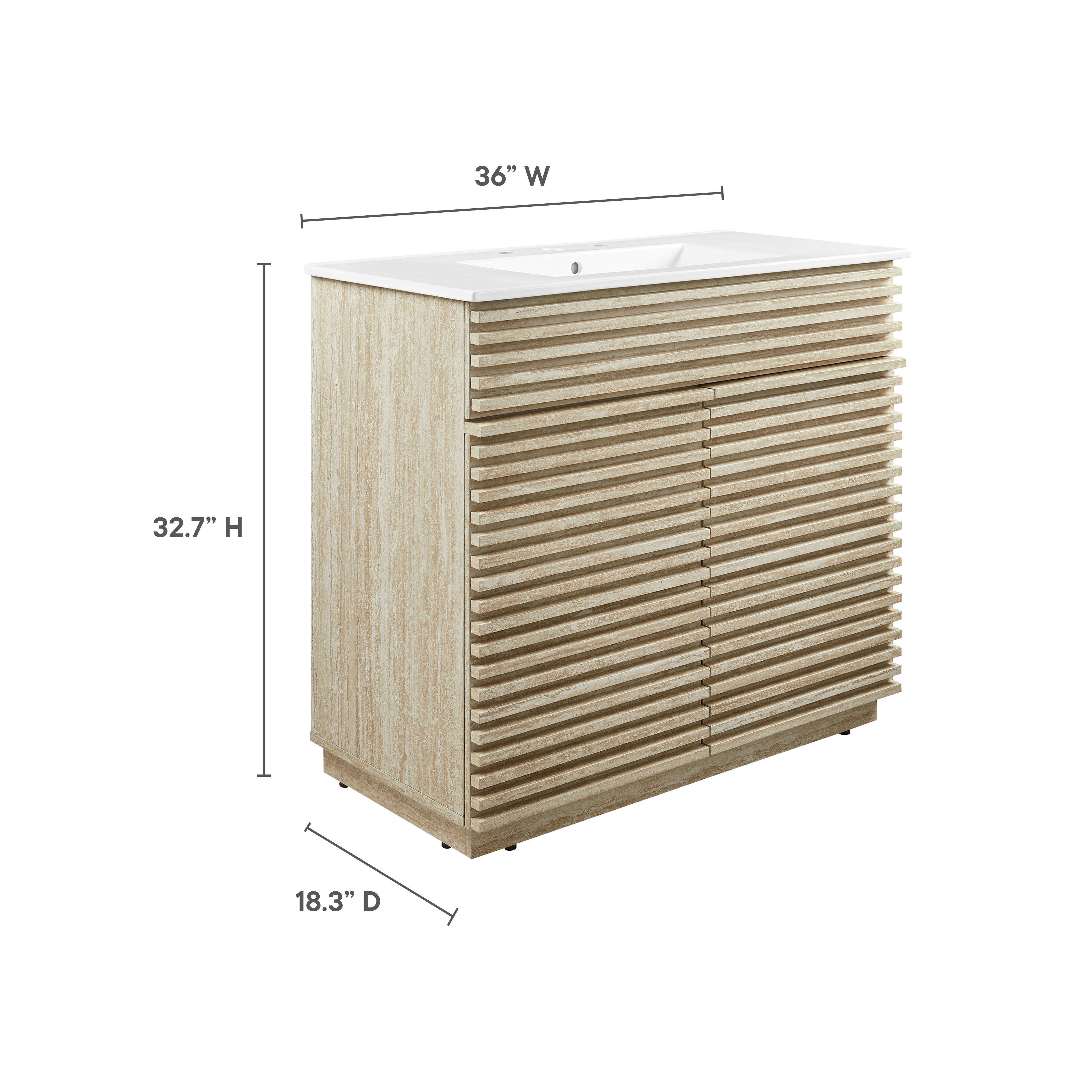 Render 36" Faux Travertine Bathroom Vanity With Sink by Modway - Best Buy Furniture