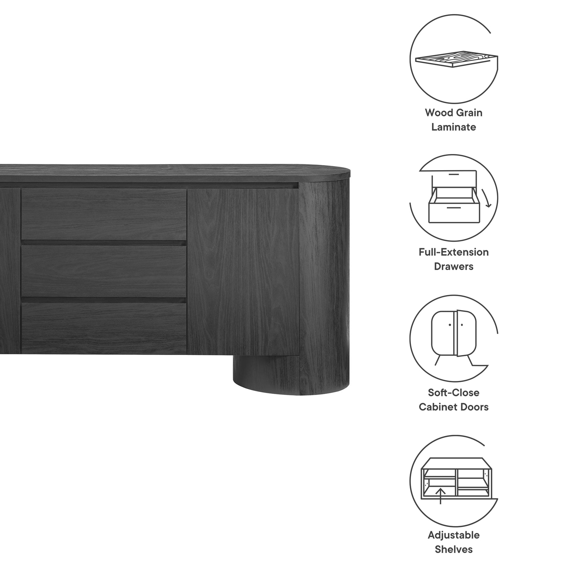 Duval 71" Rounded Sideboard Storage Cabinet by Modway - Best Buy Furniture