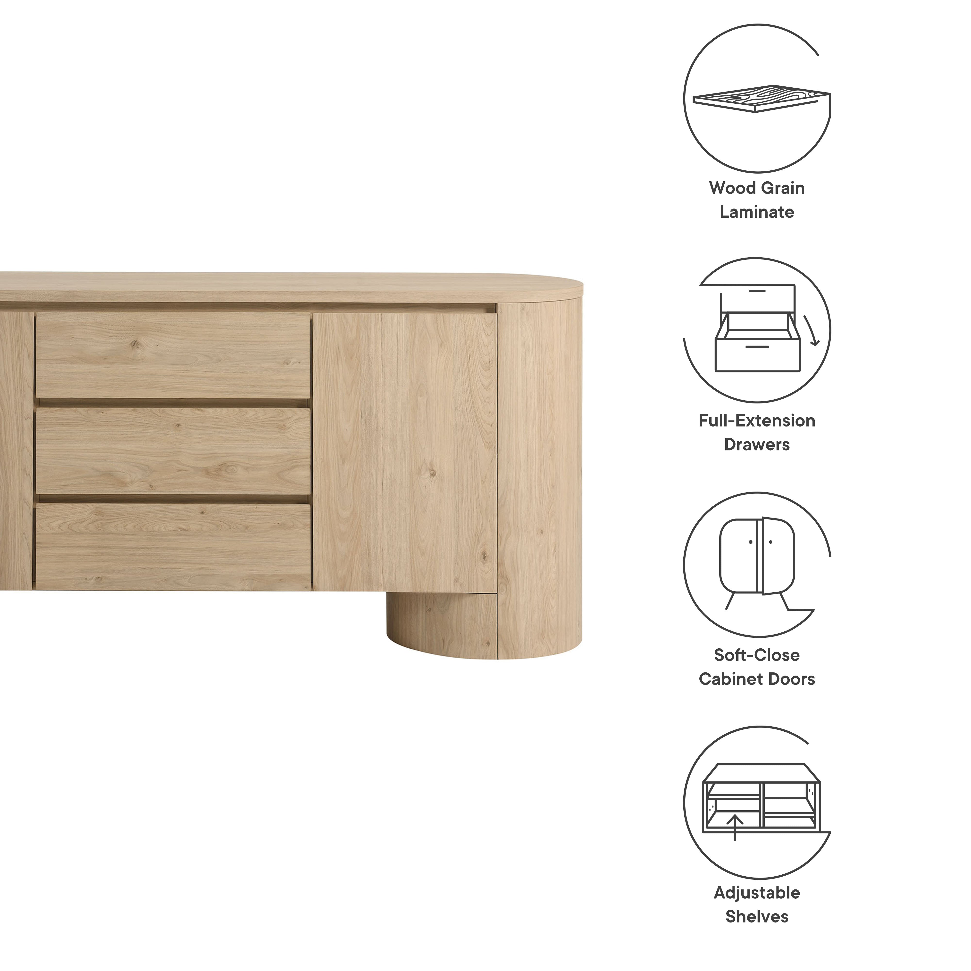 Duval 71" Rounded Sideboard Storage Cabinet by Modway - Best Buy Furniture