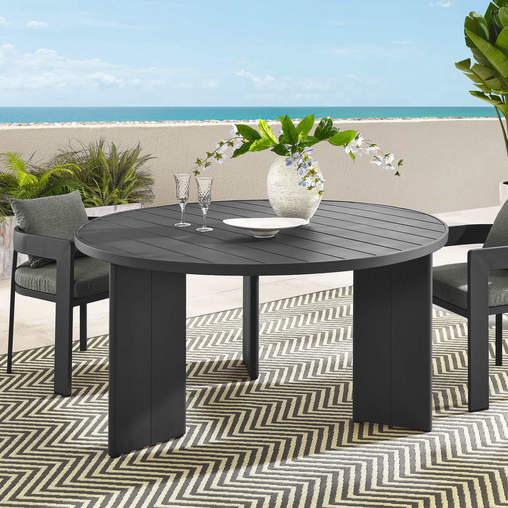 Tahoe Round Outdoor Patio Aluminum Dining Table by Modway - Best Buy Furniture
