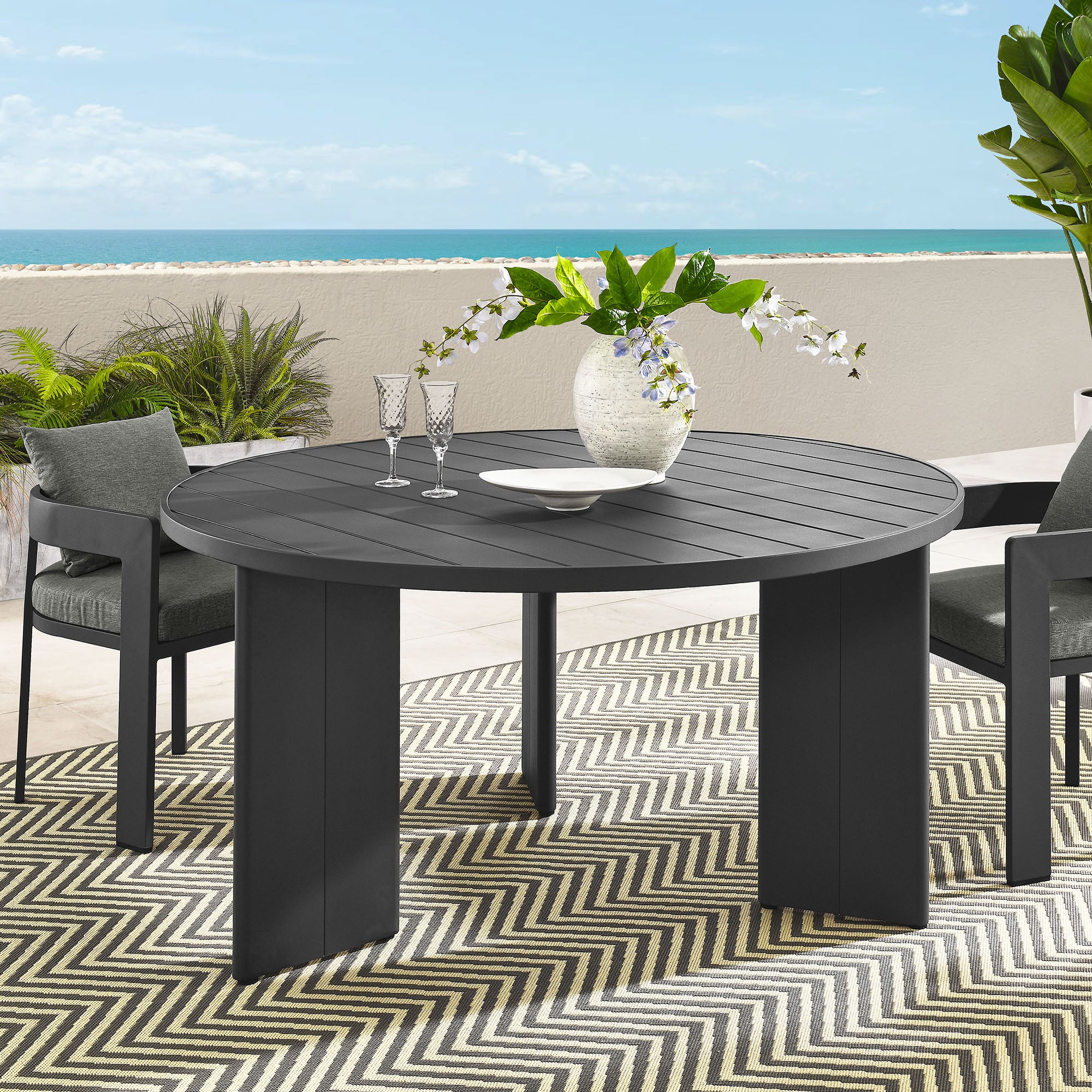 Tahoe Round Outdoor Patio Aluminum Dining Table by Modway - Best Buy Furniture