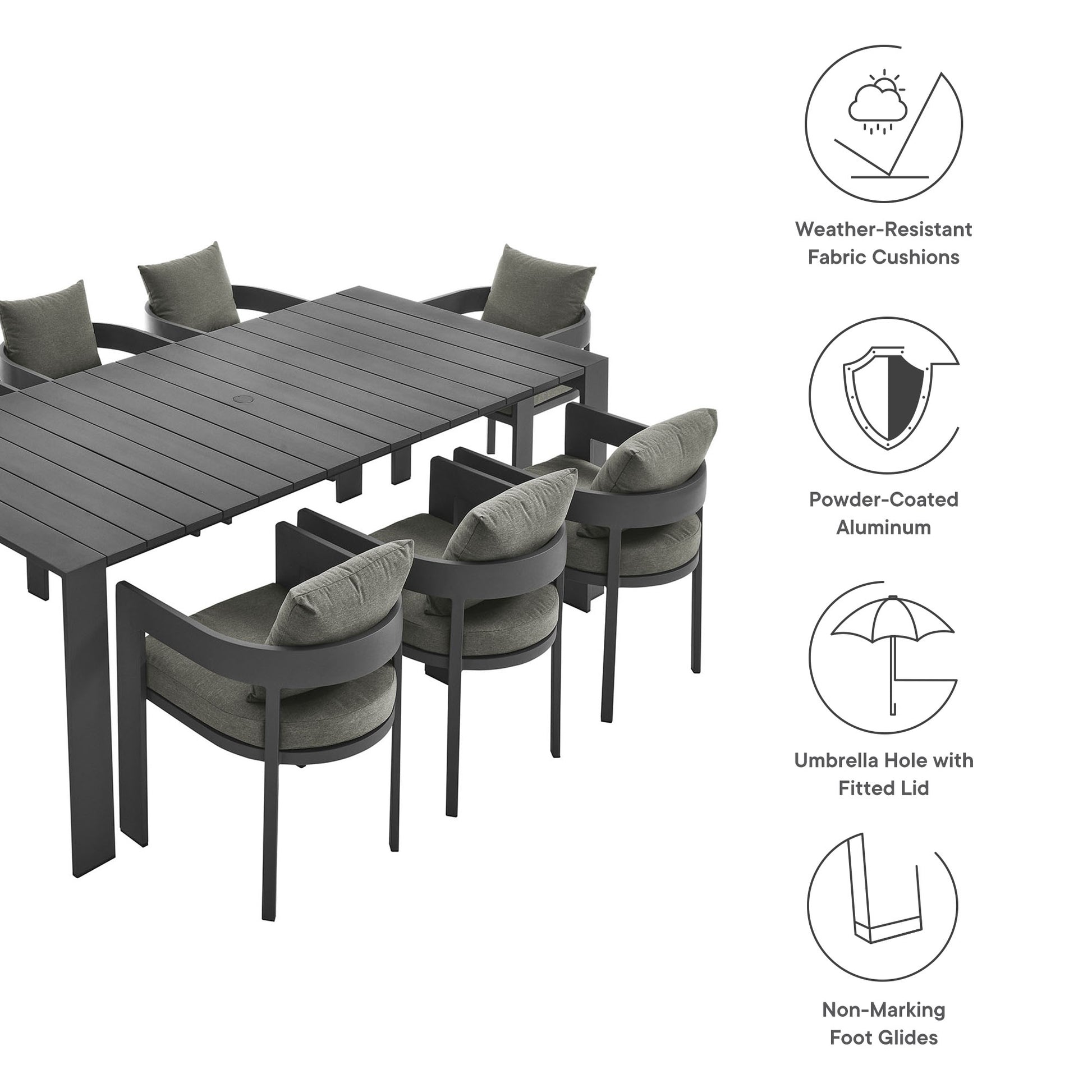 Tahoe 9-Piece Outdoor Patio Aluminum Dining Set by Modway - Best Buy Furniture