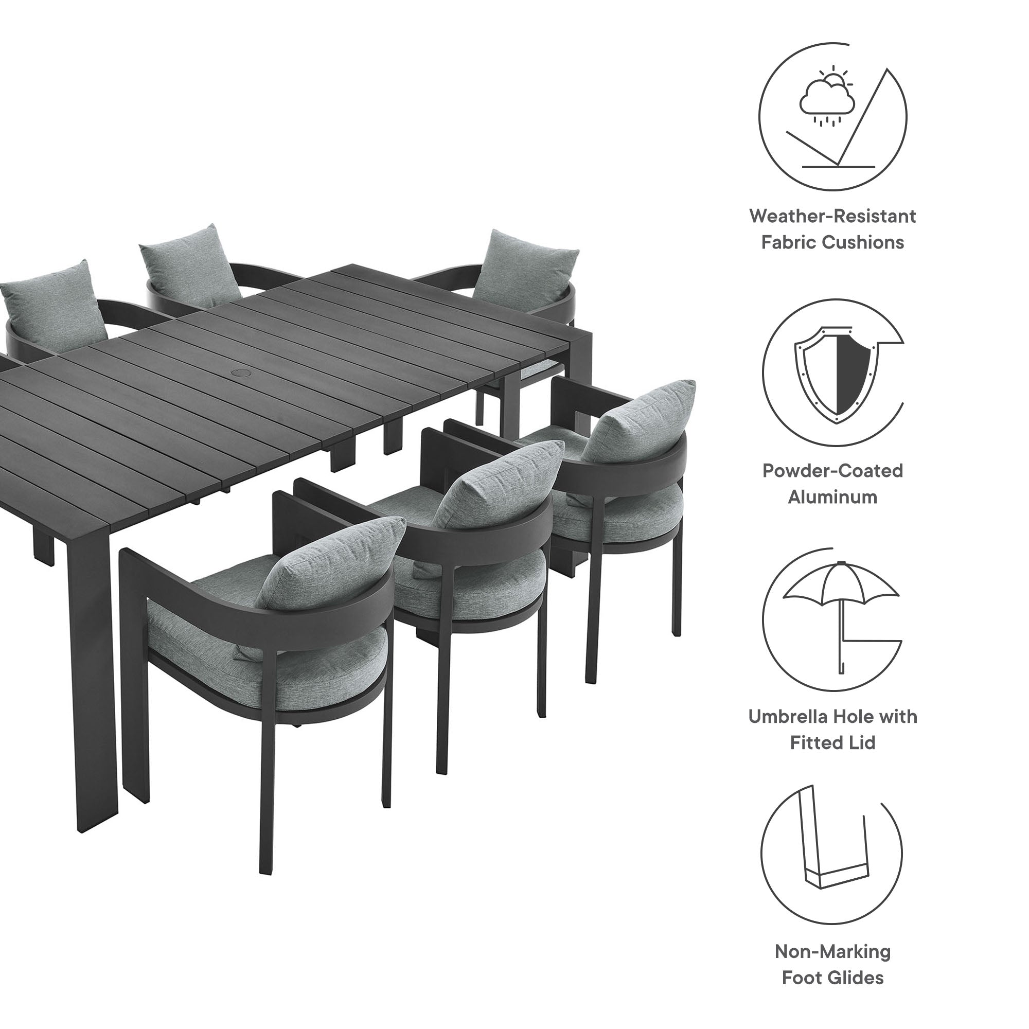 Tahoe 9-Piece Outdoor Patio Aluminum Dining Set by Modway - Best Buy Furniture