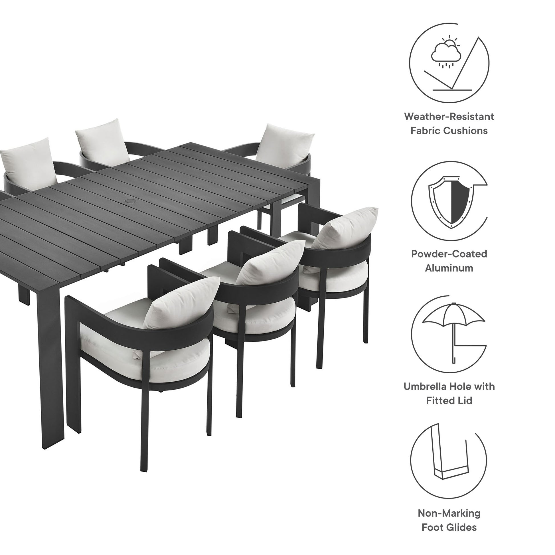 Tahoe 9-Piece Outdoor Patio Aluminum Dining Set by Modway - Best Buy Furniture