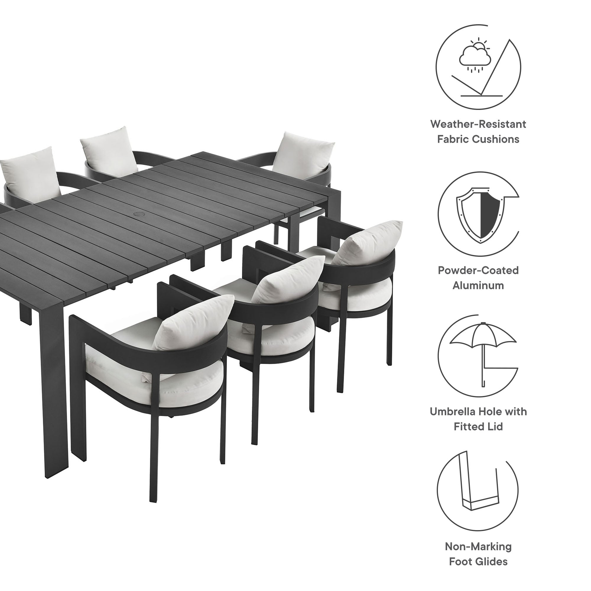 Tahoe 9-Piece Outdoor Patio Aluminum Dining Set by Modway - Best Buy Furniture