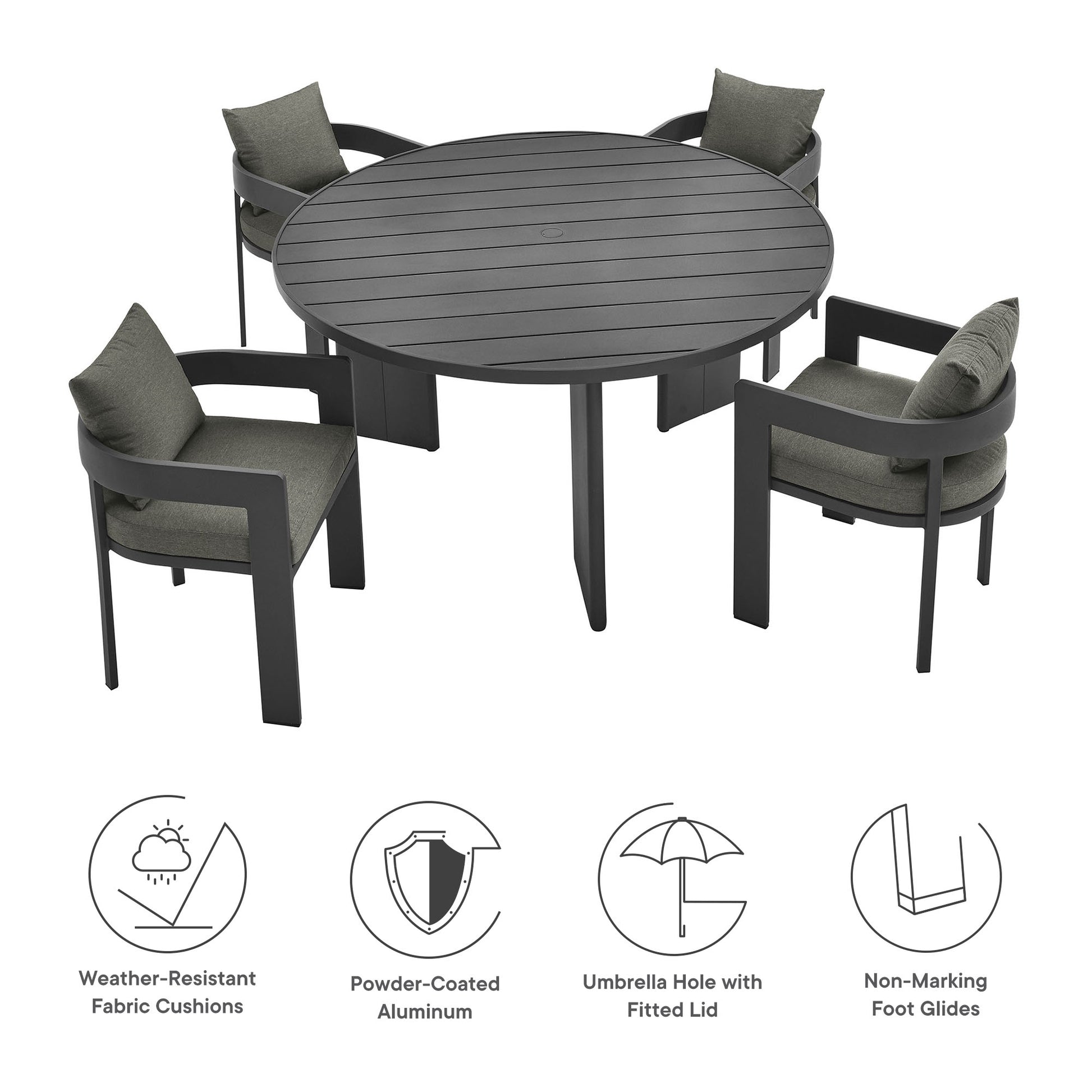 Tahoe 5-Piece Outdoor Patio Aluminum Dining Set by Modway - Best Buy Furniture