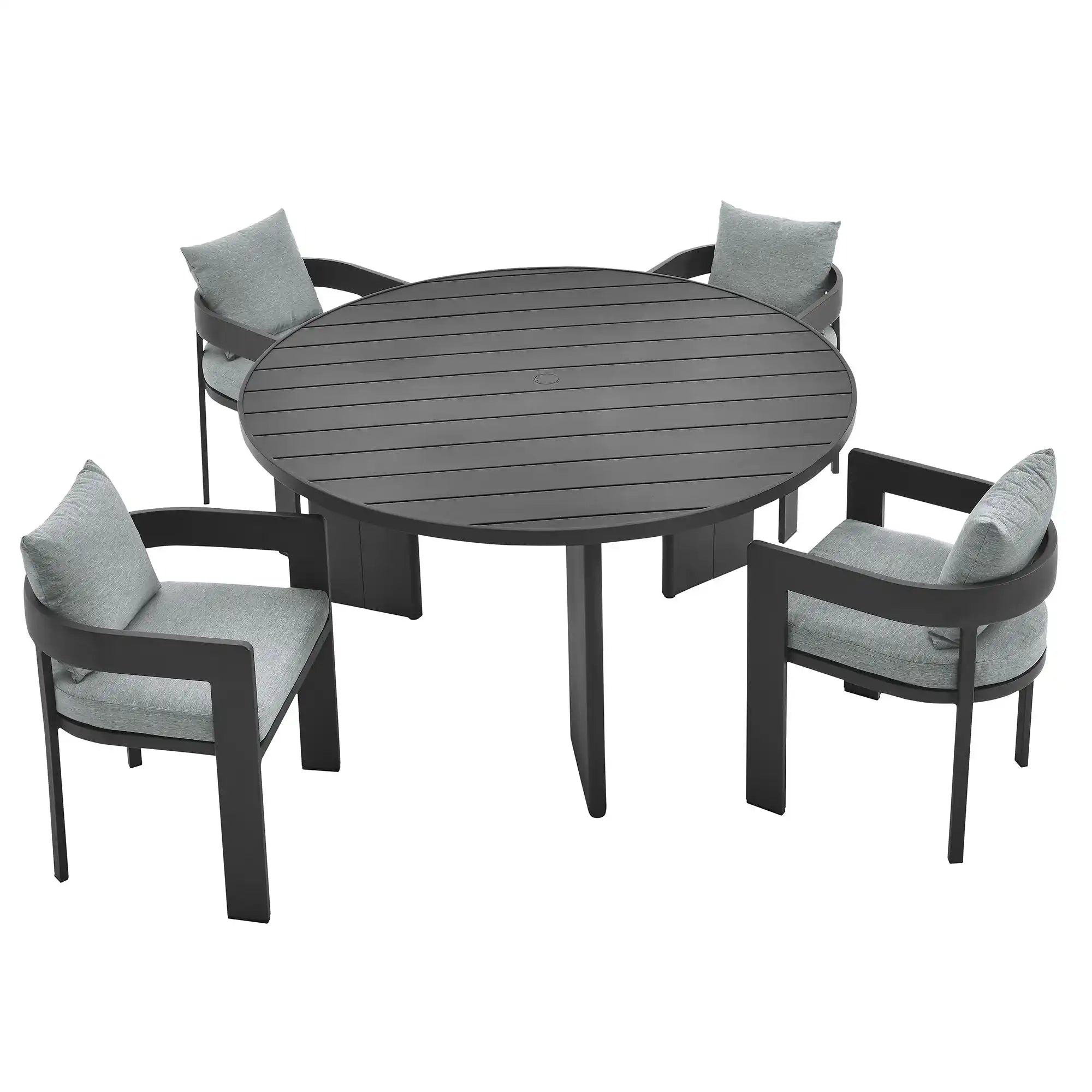 Tahoe 5-Piece Outdoor Patio Aluminum Dining Set in Gray Gray - Best Buy Furniture