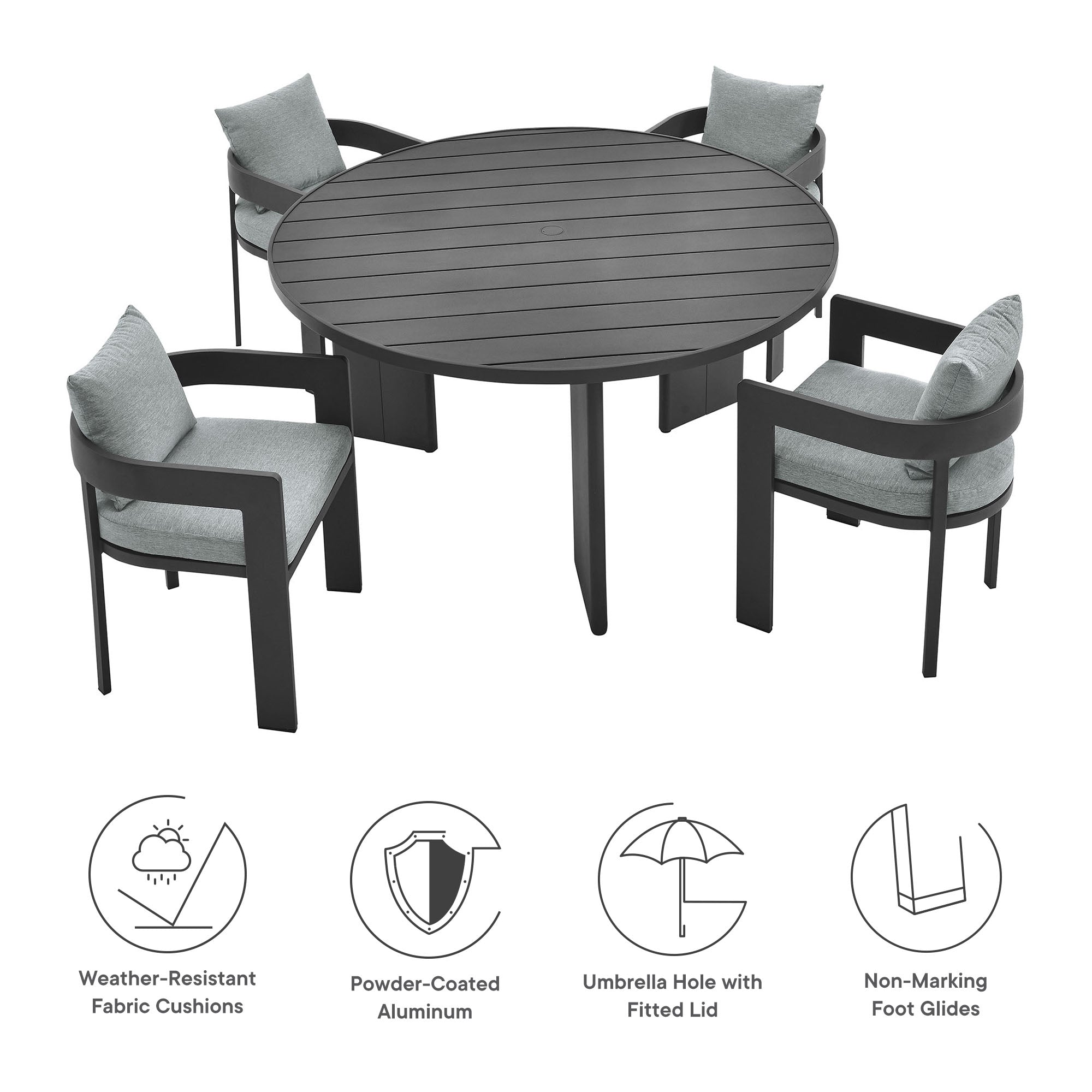 Tahoe 5-Piece Outdoor Patio Aluminum Dining Set by Modway - Best Buy Furniture