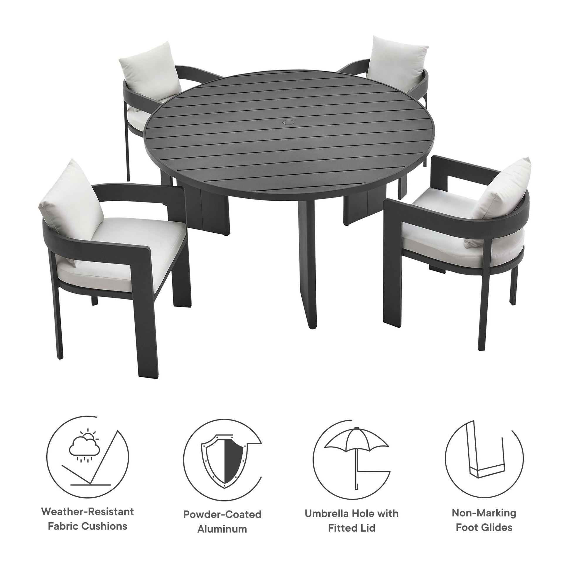 Tahoe 5-Piece Outdoor Patio Aluminum Dining Set by Modway - Best Buy Furniture