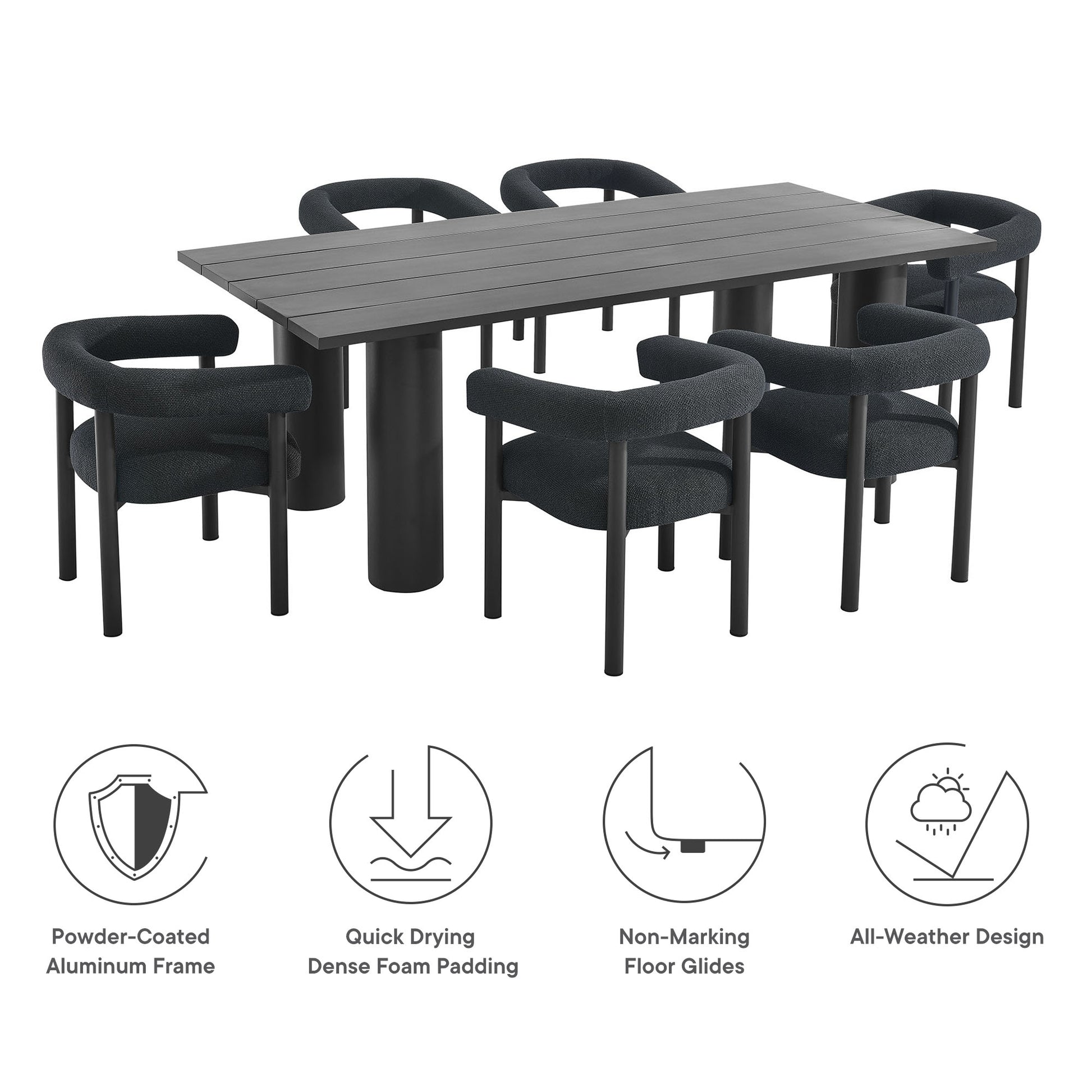 Nautica 7-Piece Rectangular Outdoor Patio Aluminum Dining Table and Chairs Set by Modway - Best Buy Furniture