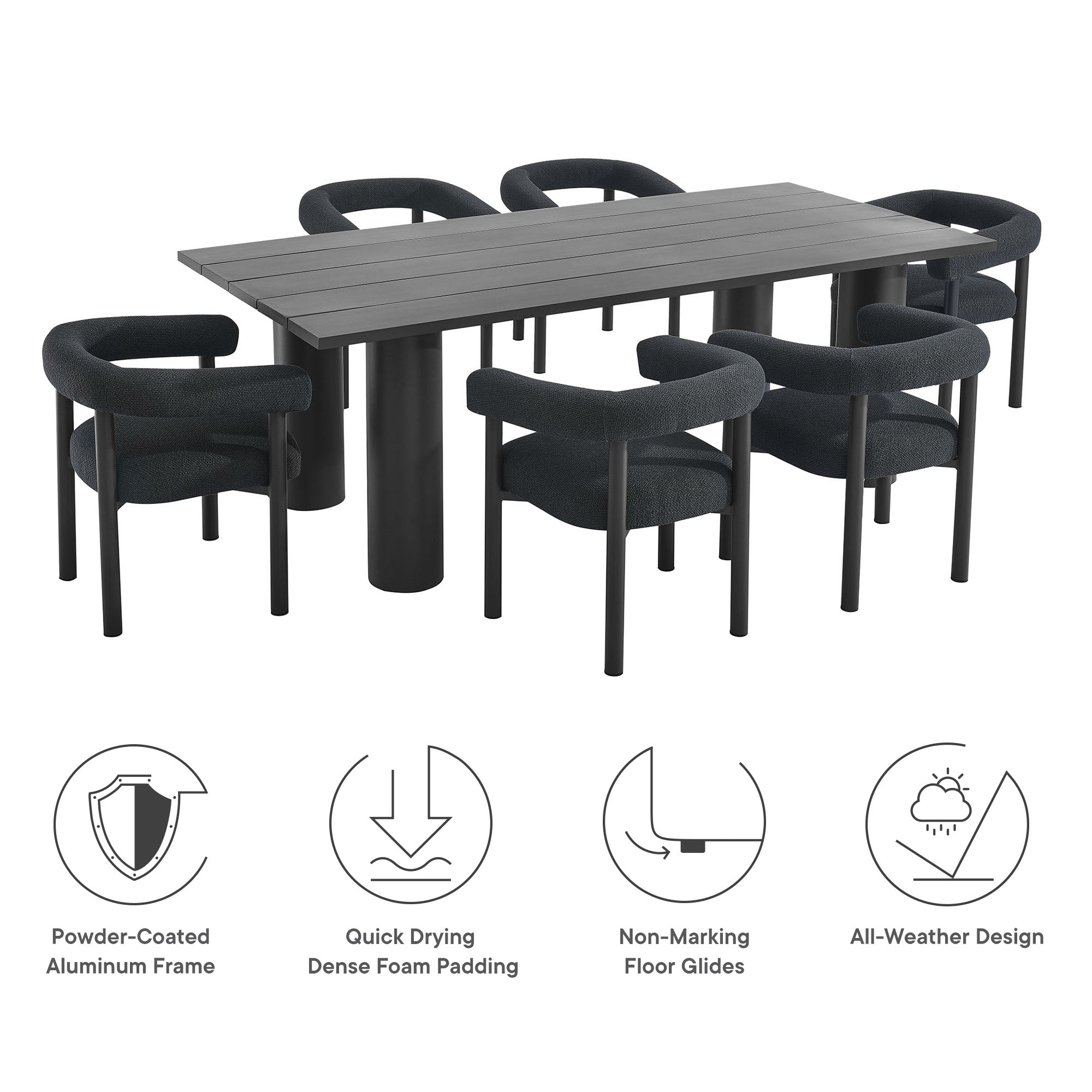 Nautica 7-Piece Rectangular Outdoor Patio Aluminum Dining Table and Chairs Set by Modway - Best Buy Furniture