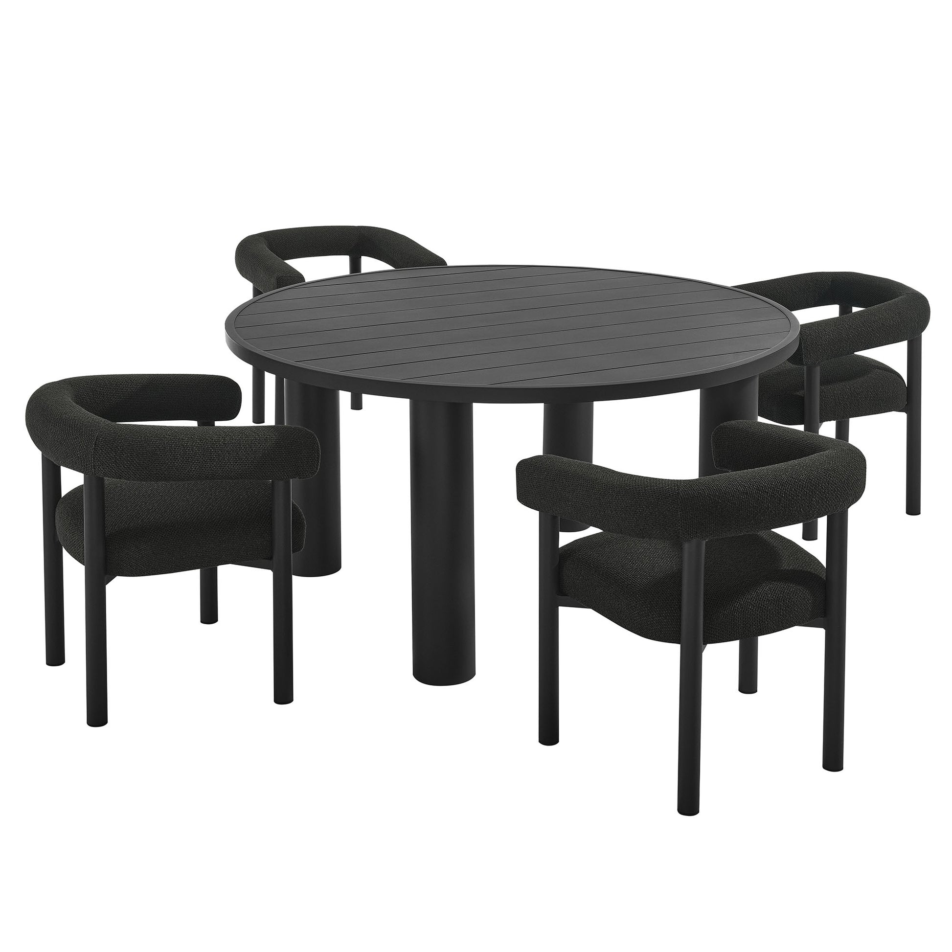 Nautica 5-Piece Round Outdoor Patio Aluminum Dining Table and Chairs Set by Modway - Best Buy Furniture