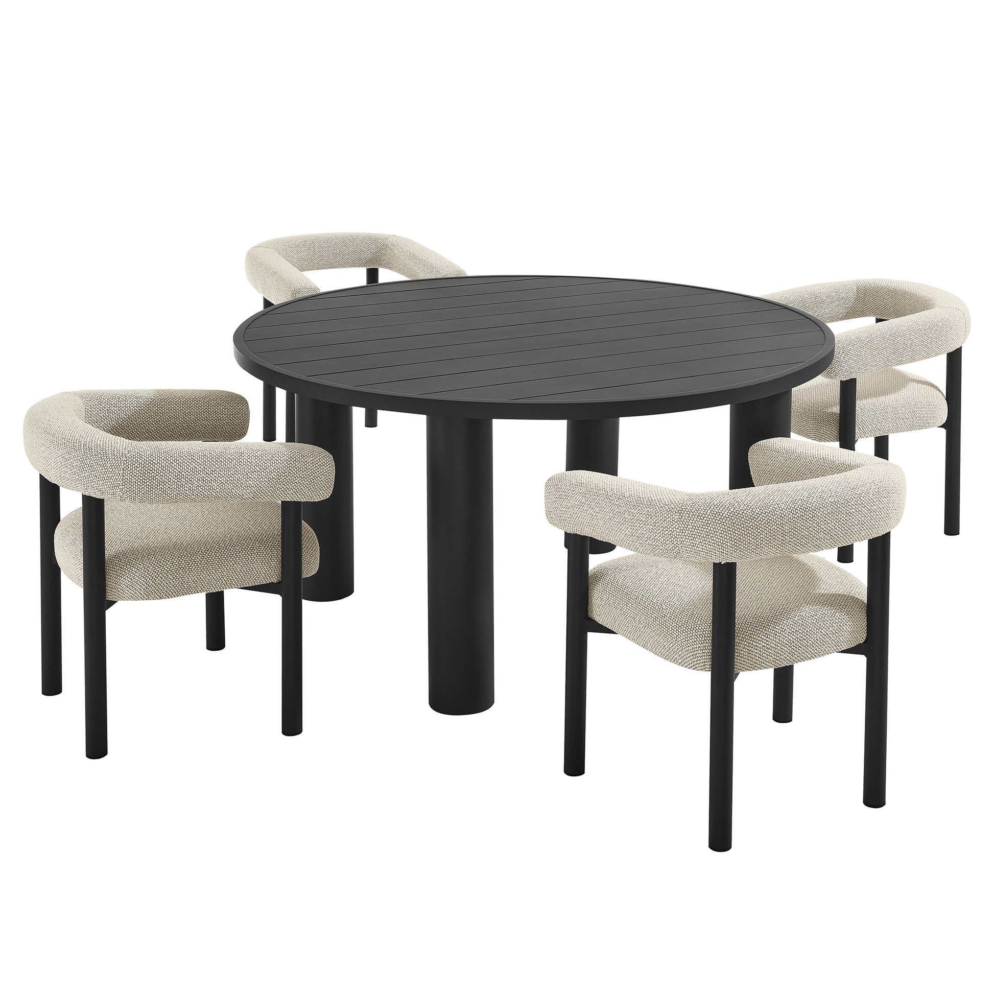 Nautica 5-Piece Round Outdoor Patio Aluminum Dining Table and Chairs Set by Modway - Best Buy Furniture