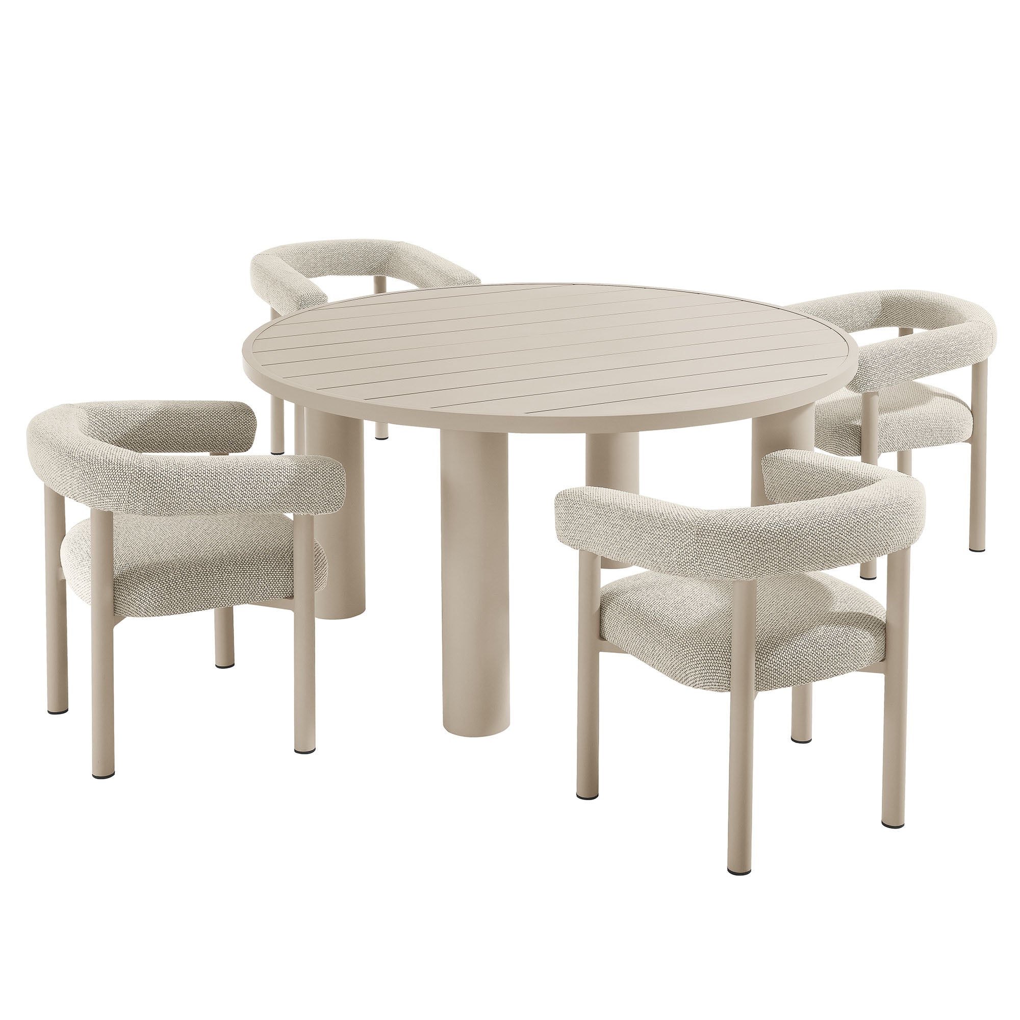 Nautica 5-Piece Round Outdoor Patio Aluminum Dining Table and Chairs Set by Modway - Best Buy Furniture