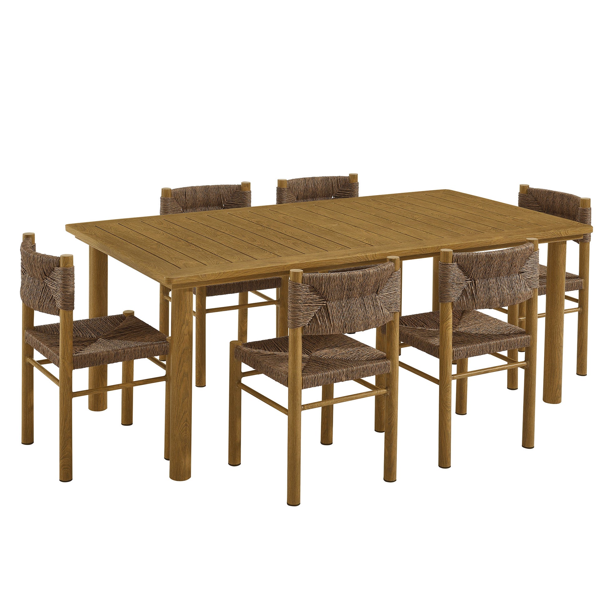 Parkland 7-Piece Rectangular Outdoor Patio Rattan and Aluminum Dining Table and Chairs Set by Modway - Best Buy Furniture