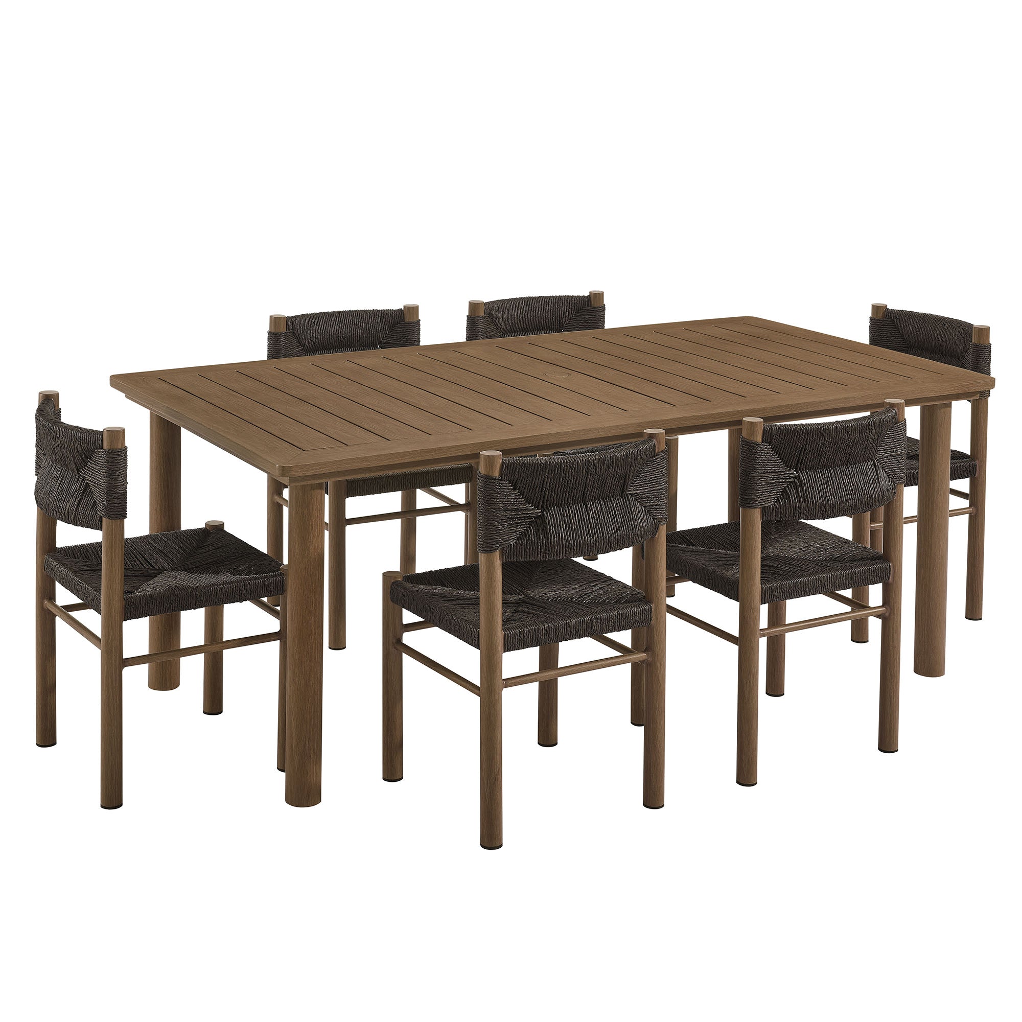 Parkland 7-Piece Rectangular Outdoor Patio Rattan and Aluminum Dining Table and Chairs Set by Modway - Best Buy Furniture