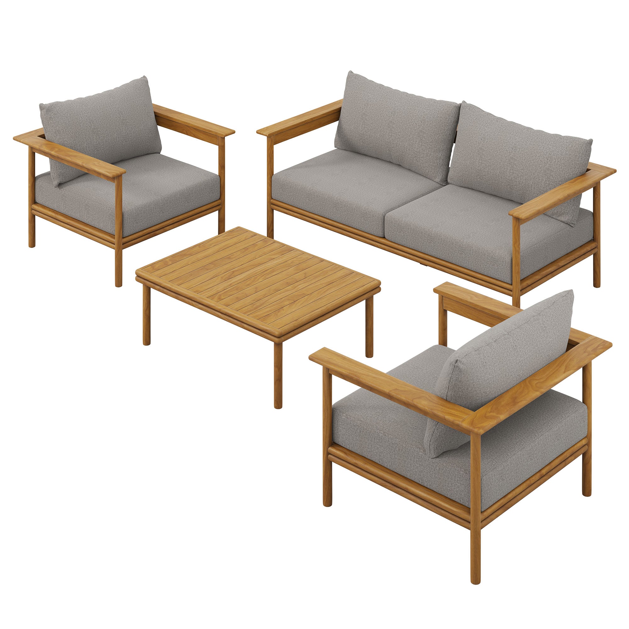 Wren 4-Piece Outdoor Patio Teak Wood Furniture Set by Modway - Best Buy Furniture