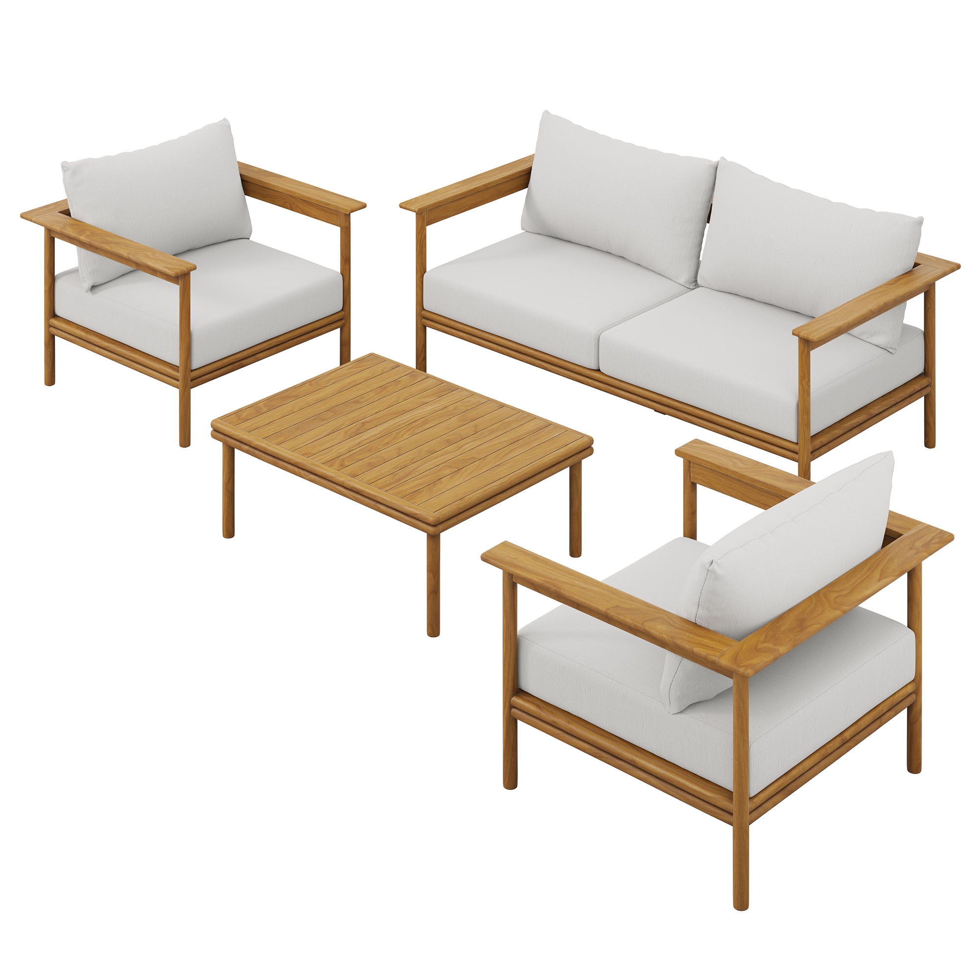 Wren 4-Piece Outdoor Patio Teak Wood Furniture Set by Modway - Best Buy Furniture