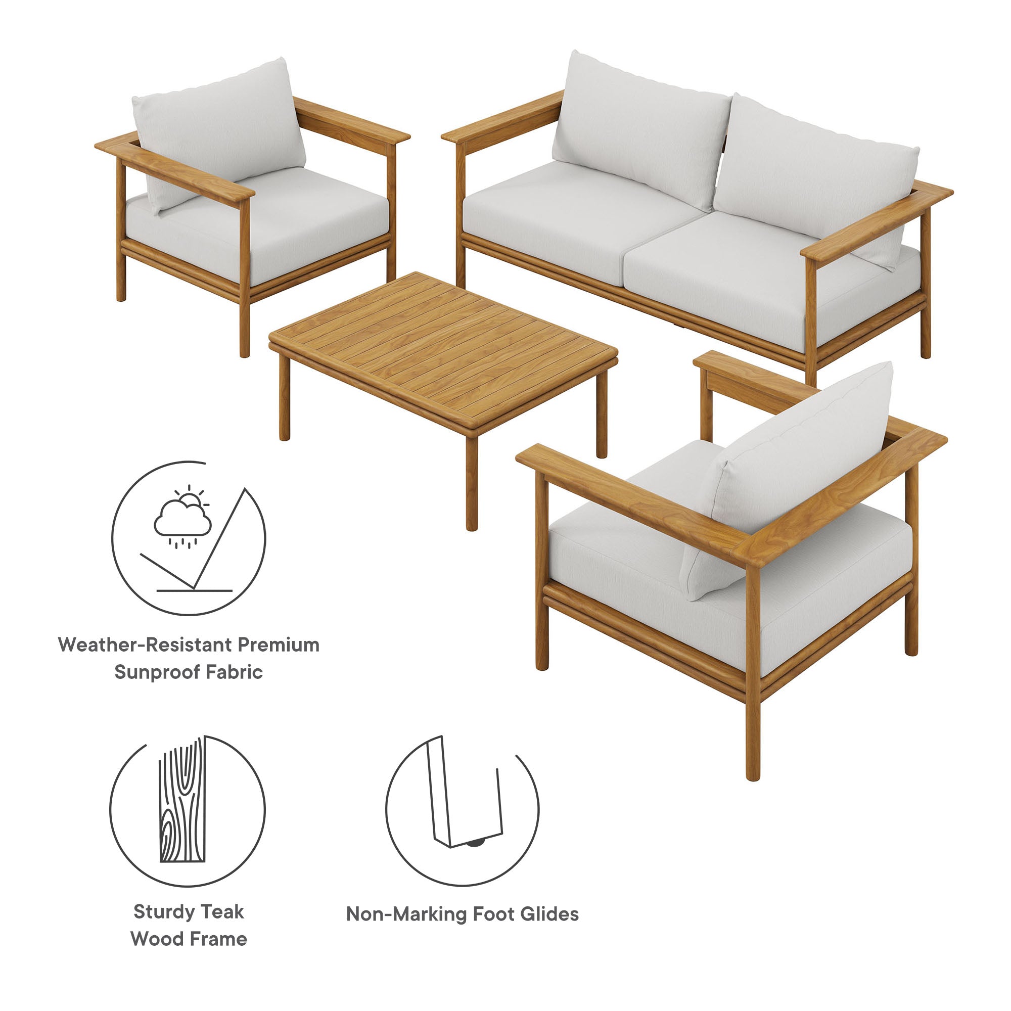 Wren 4-Piece Outdoor Patio Teak Wood Furniture Set by Modway - Best Buy Furniture