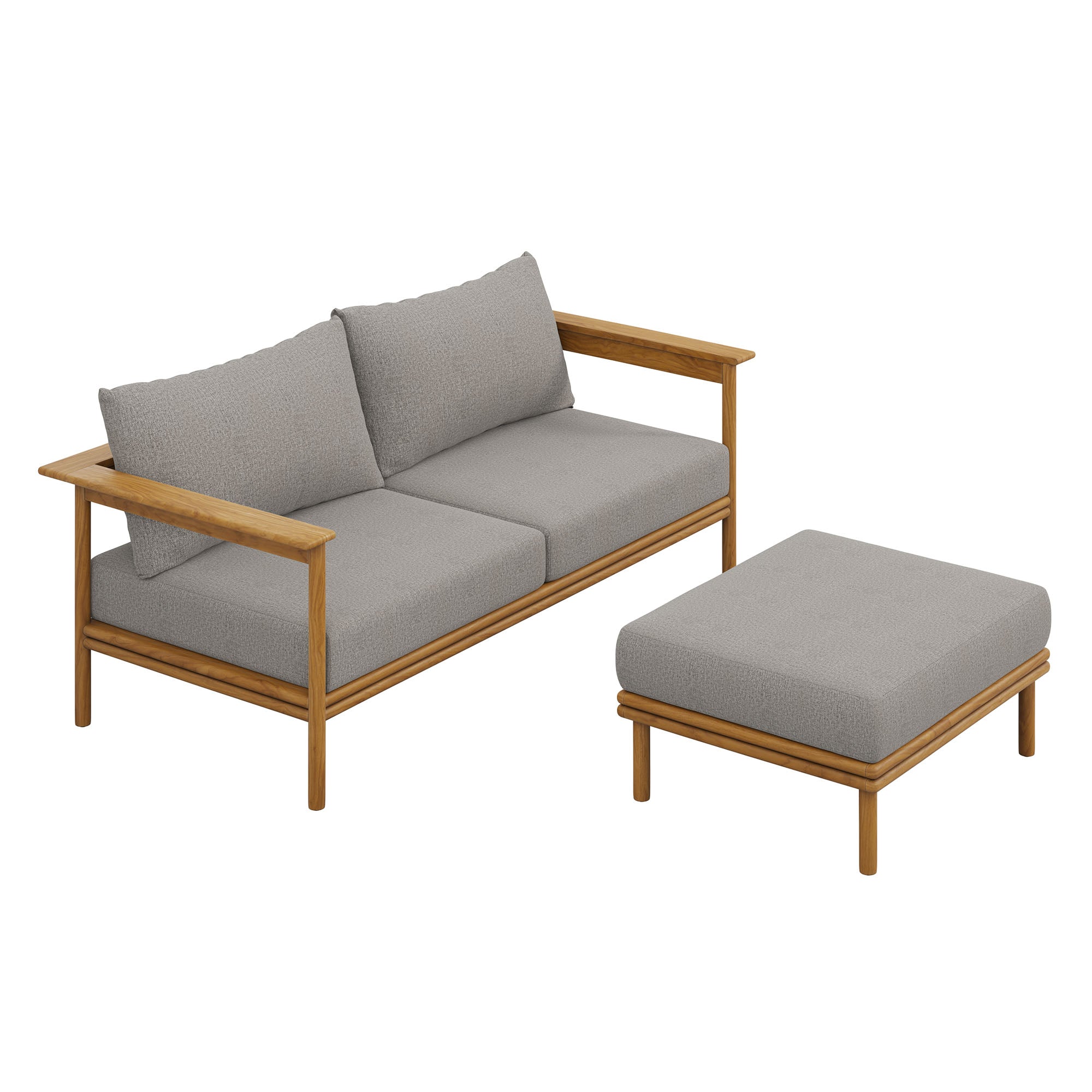 Wren 2-Piece Outdoor Patio Teak Wood Sofa and Ottoman Set by Modway - Best Buy Furniture
