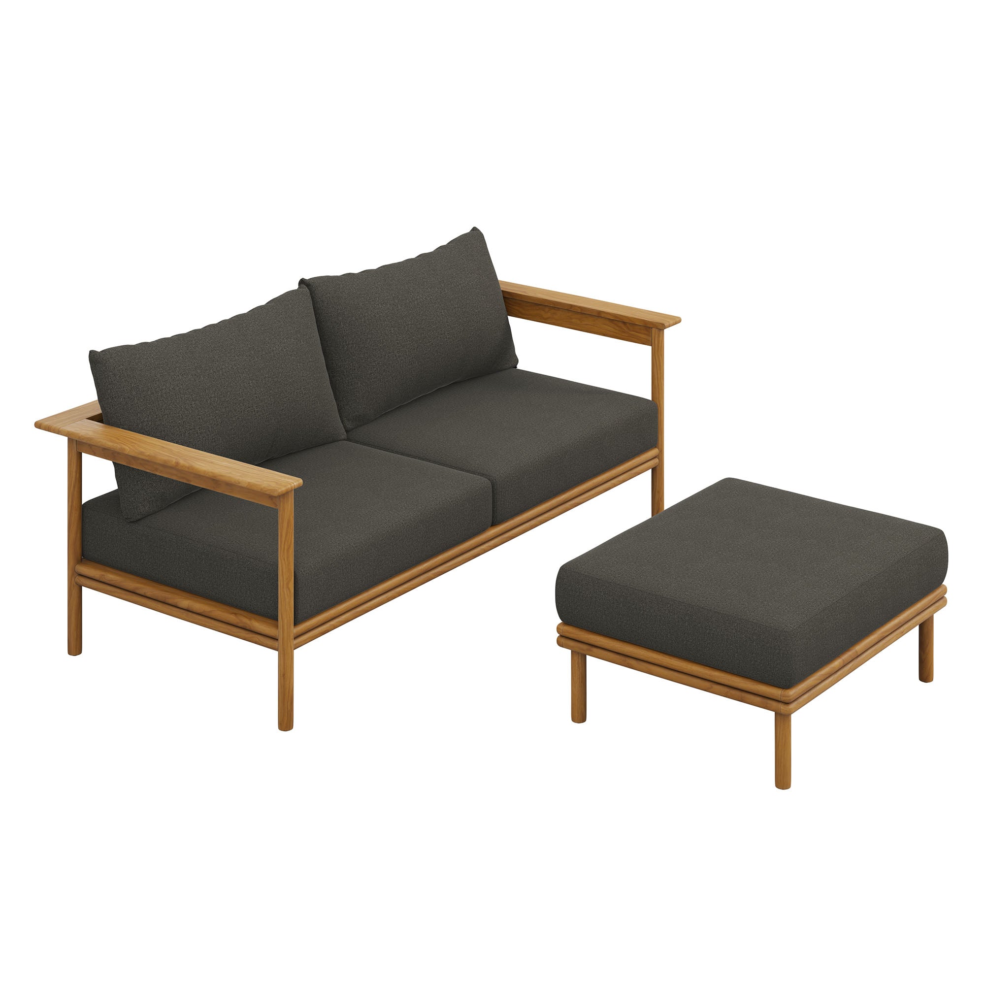 Wren 2-Piece Outdoor Patio Teak Wood Sofa and Ottoman Set by Modway - Best Buy Furniture