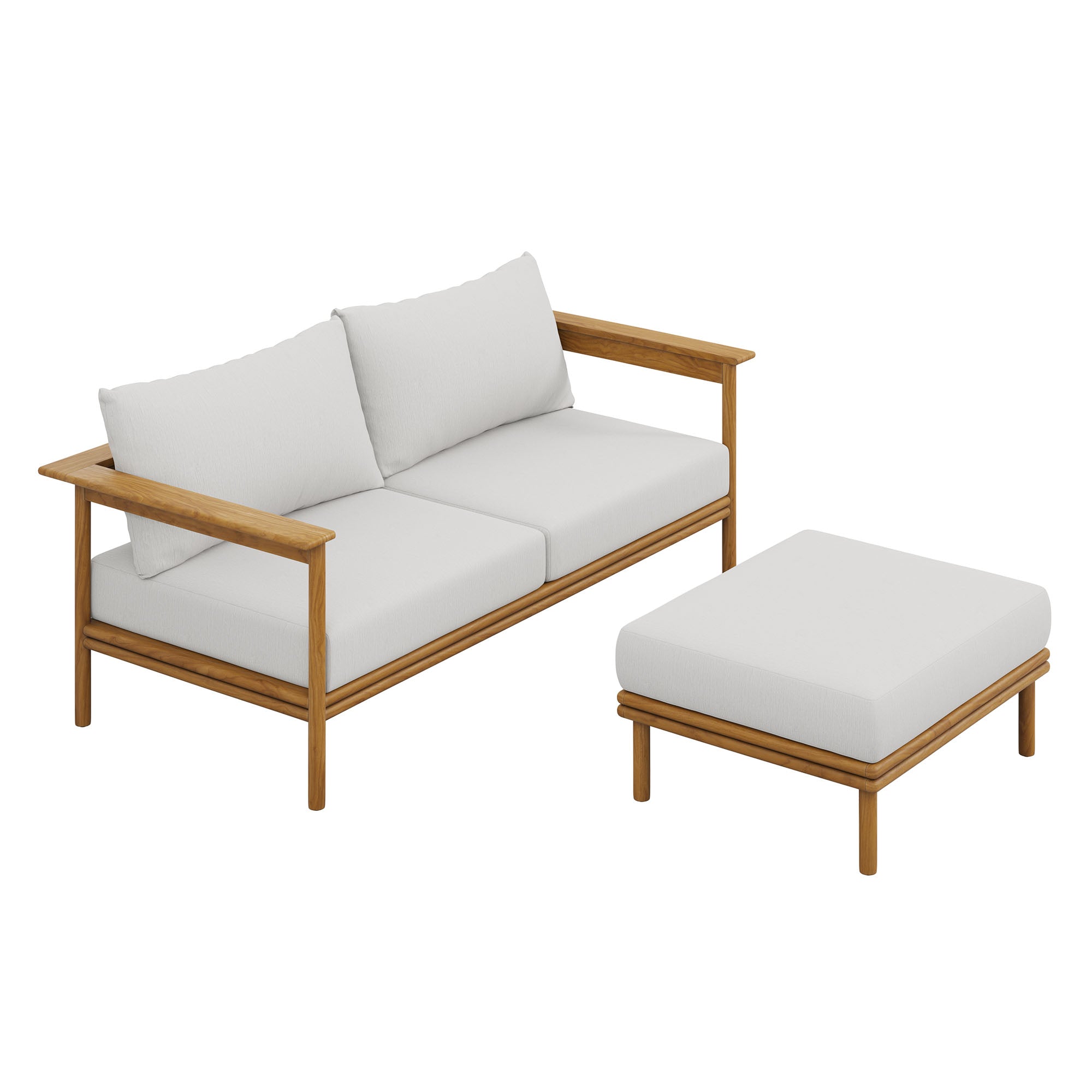 Wren 2-Piece Outdoor Patio Teak Wood Sofa and Ottoman Set by Modway - Best Buy Furniture