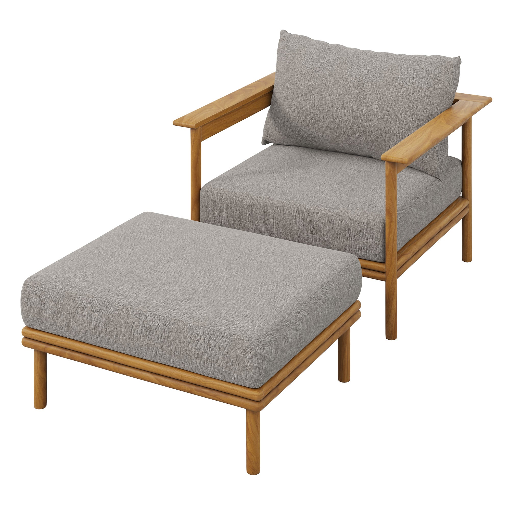 Wren Outdoor Patio Teak Wood Armchair and Ottoman Set by Modway - Best Buy Furniture
