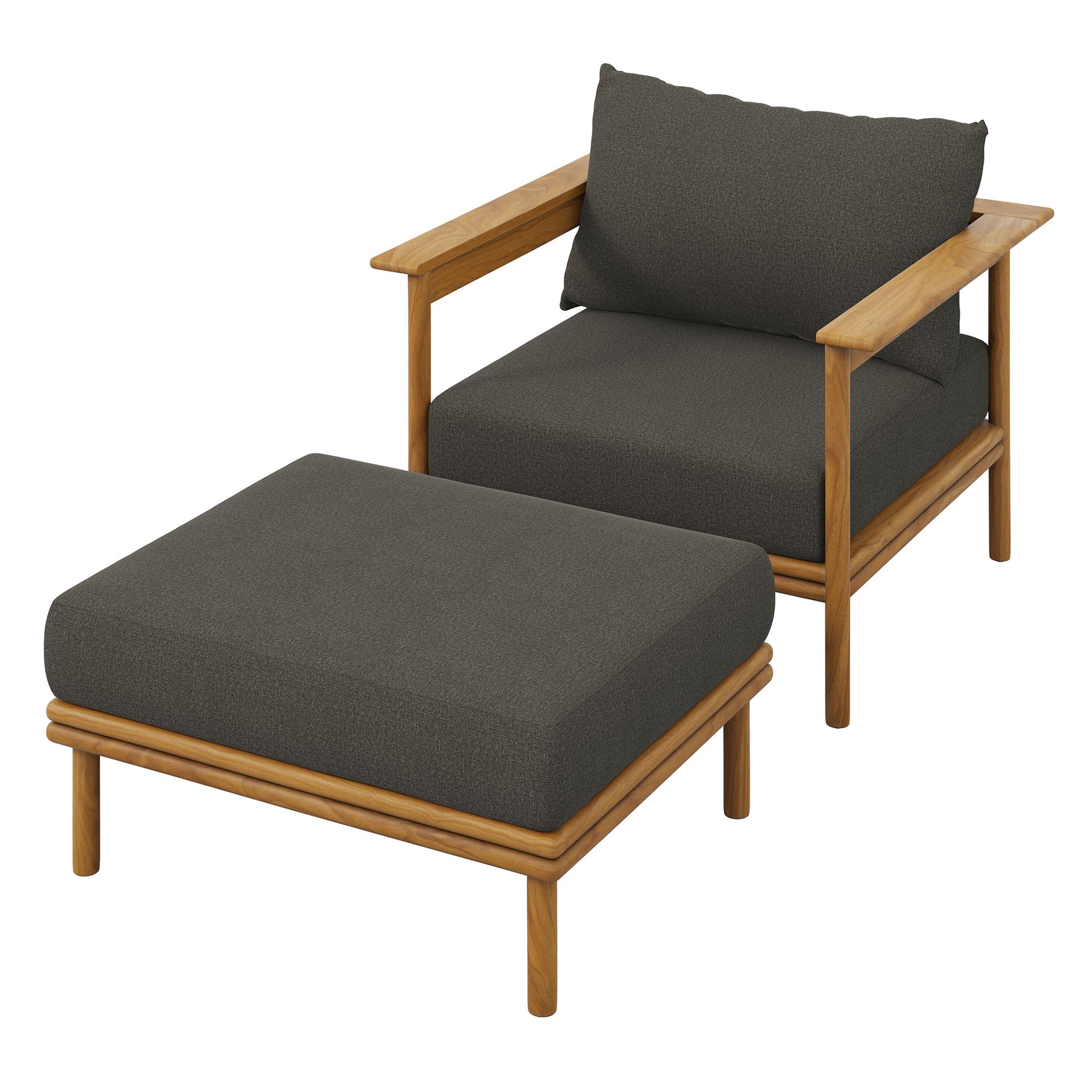 Wren Outdoor Patio Teak Wood Armchair and Ottoman Set by Modway - Best Buy Furniture