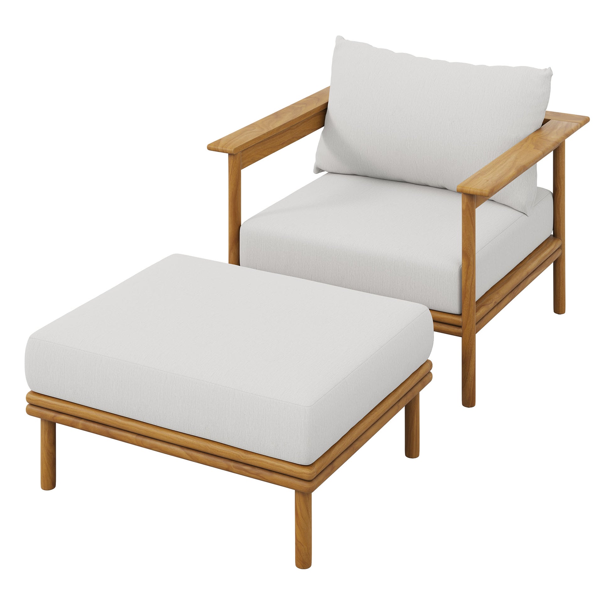 Wren Outdoor Patio Teak Wood Armchair and Ottoman Set by Modway - Best Buy Furniture