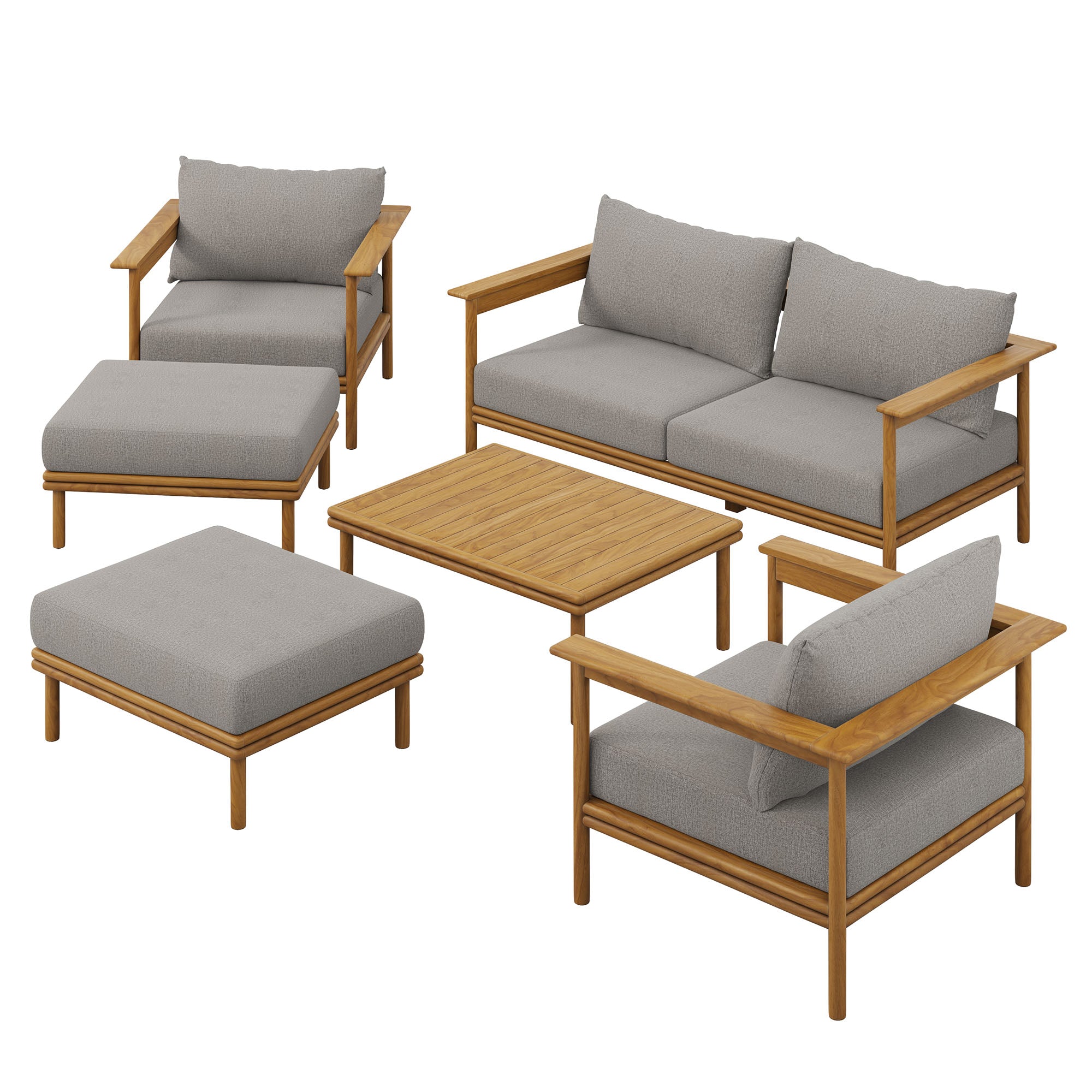 Wren 6-Piece Outdoor Patio Teak Wood Furniture Set by Modway - Best Buy Furniture
