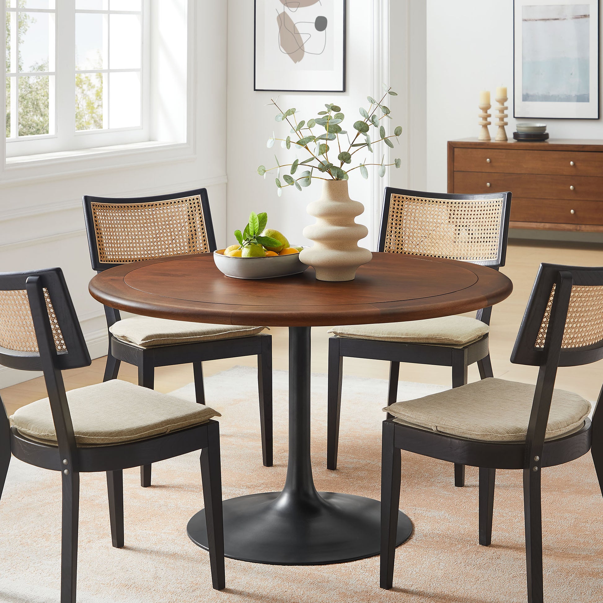 Lippa 48" Round Pedestal Solid Wood Dining Table by Modway - Best Buy Furniture