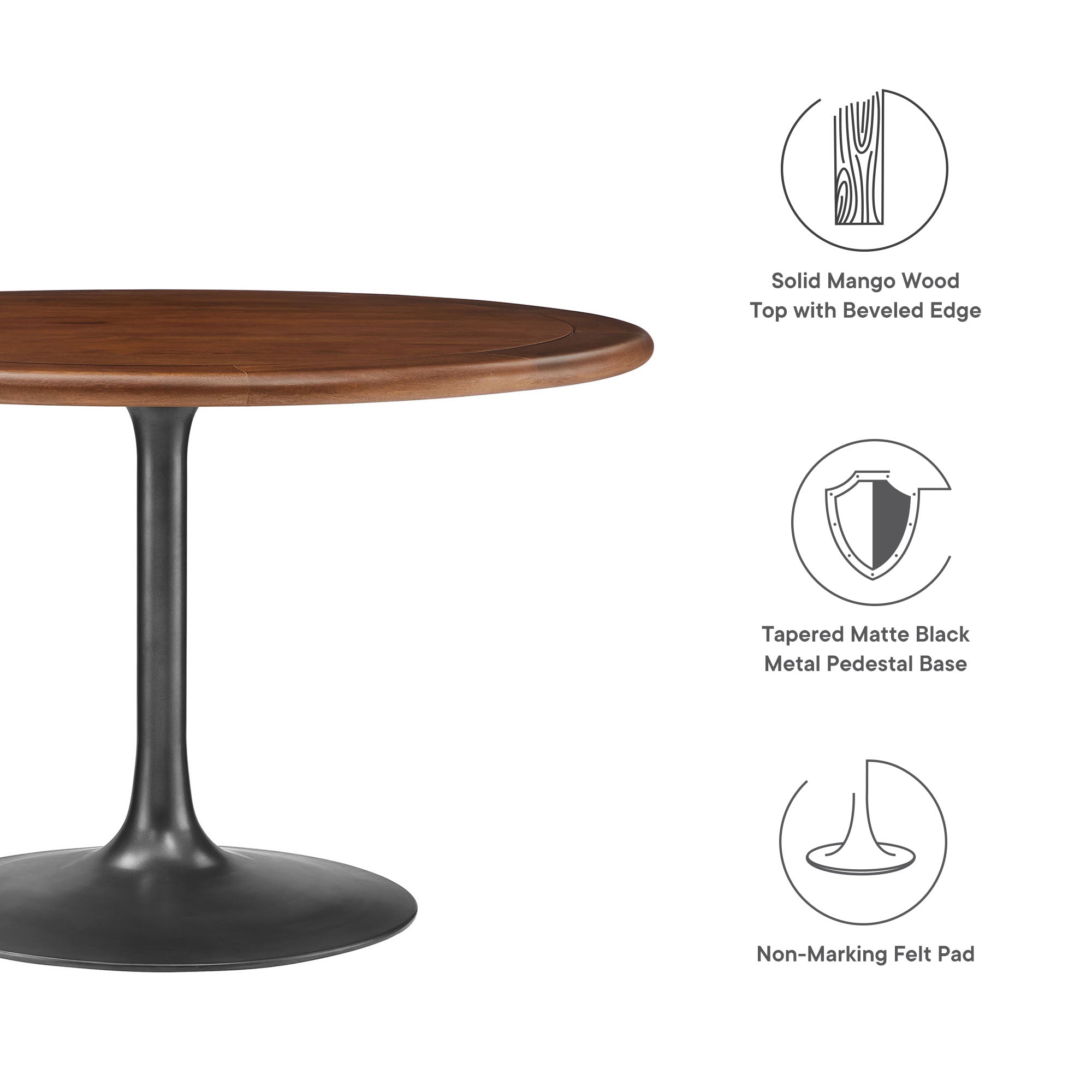 Lippa 48" Round Pedestal Solid Wood Dining Table by Modway - Best Buy Furniture