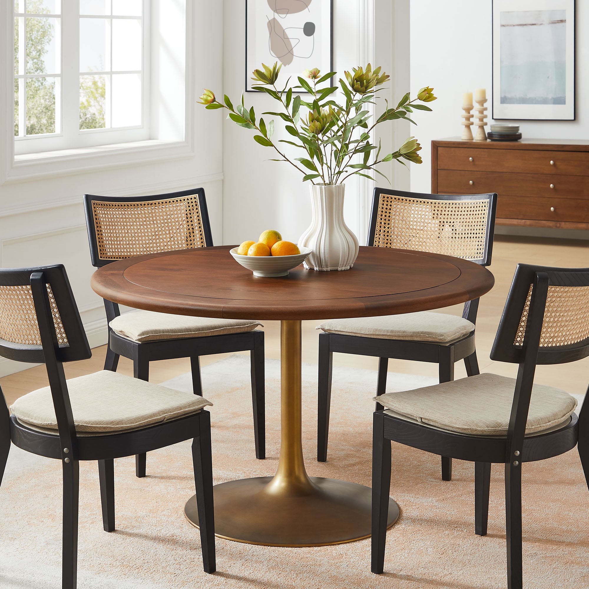 Lippa 48" Round Pedestal Solid Wood Dining Table by Modway - Best Buy Furniture