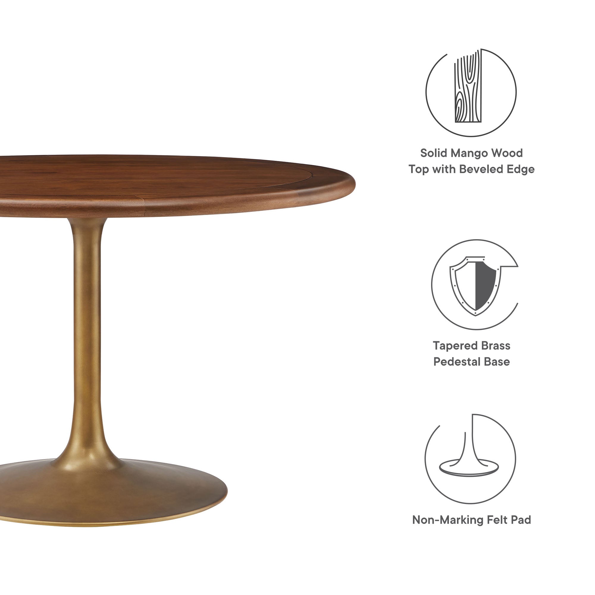 Lippa 48" Round Pedestal Solid Wood Dining Table by Modway - Best Buy Furniture