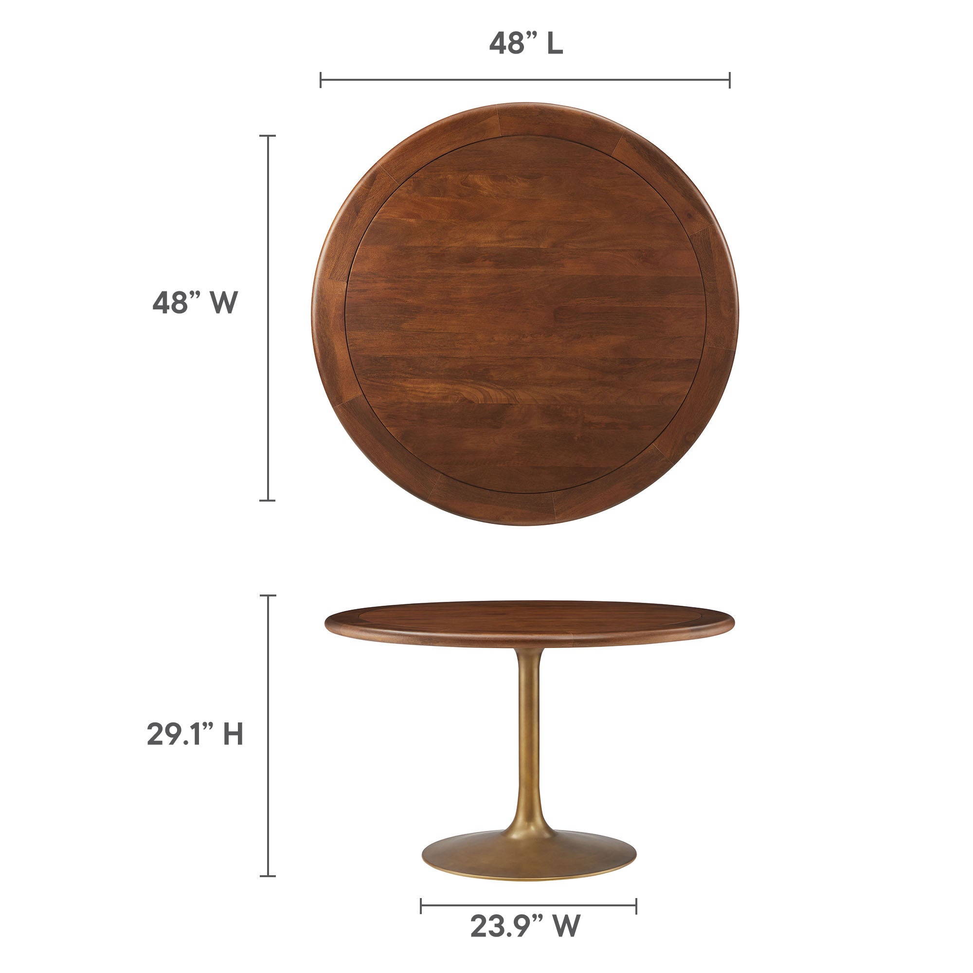 Lippa 48" Round Pedestal Solid Wood Dining Table by Modway - Best Buy Furniture