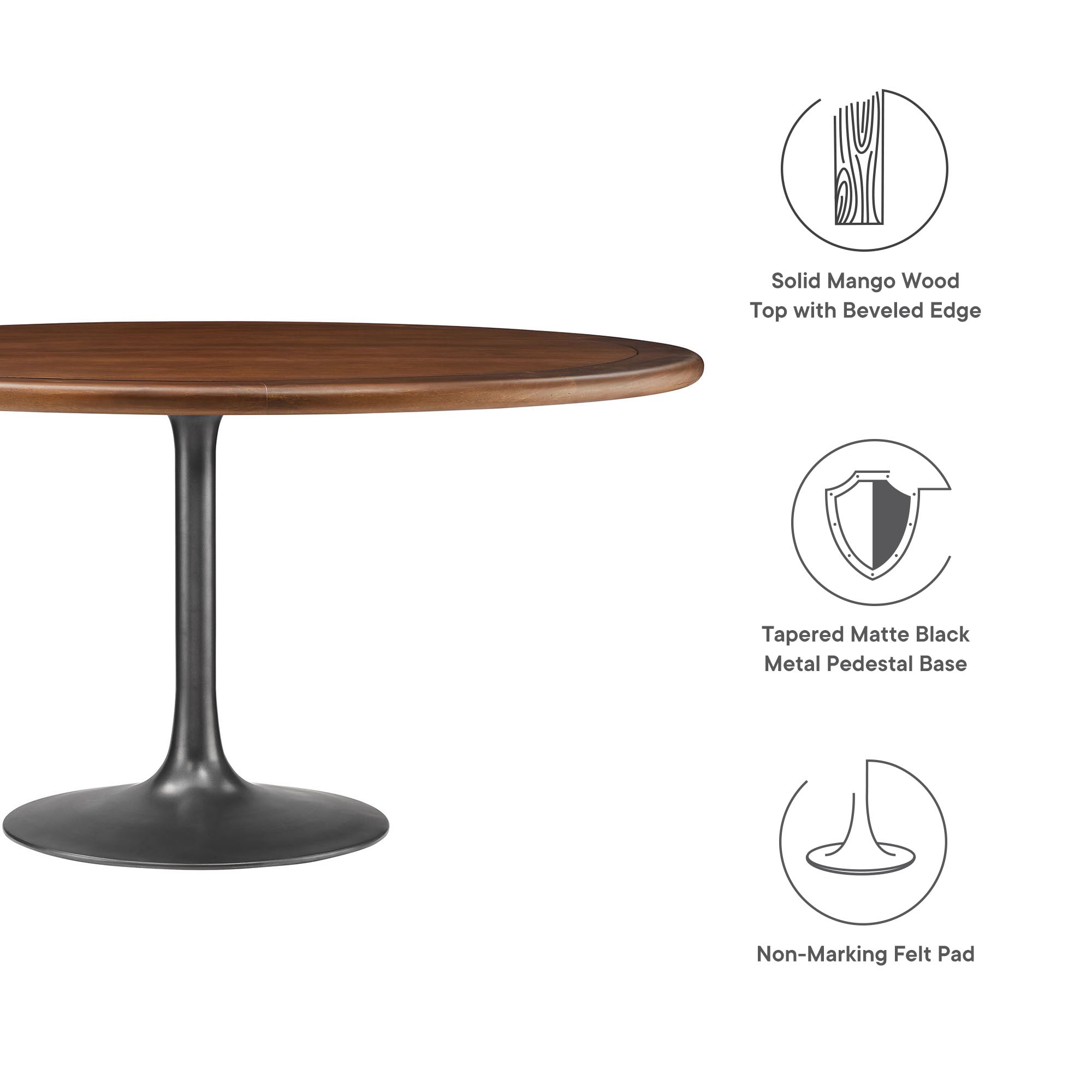 Lippa 60" Round Pedestal Solid Wood Dining Table by Modway - Best Buy Furniture