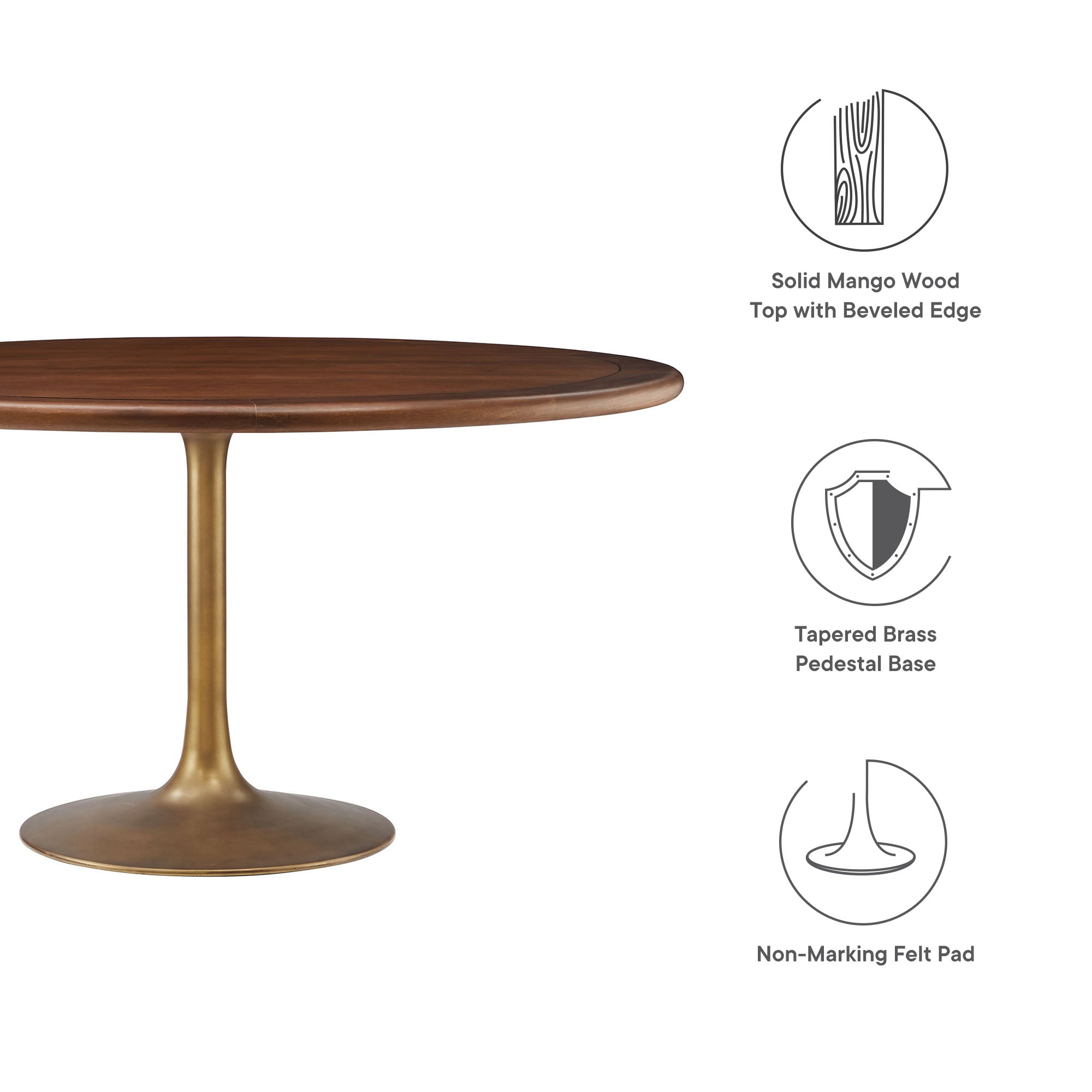 Lippa 60" Round Pedestal Solid Wood Dining Table by Modway - Best Buy Furniture